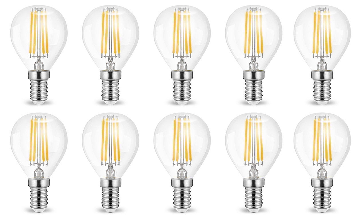 oferta 10x oszczędności E14 4-watowa żarówka LED kulka filamentowa 400 lumenów ciepła biel