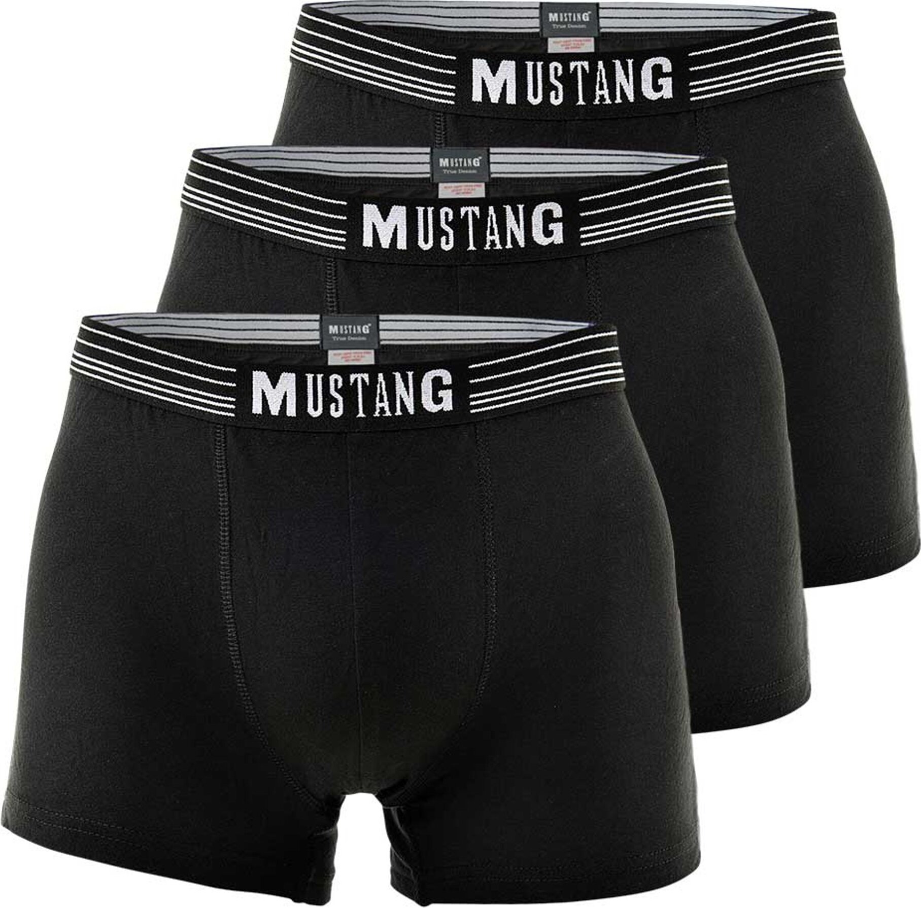 MUSTANG męskie szorty retro 3-pak, bokserki, spodnie, true denim czarny/czarny/czarny L (rozmiar duży)