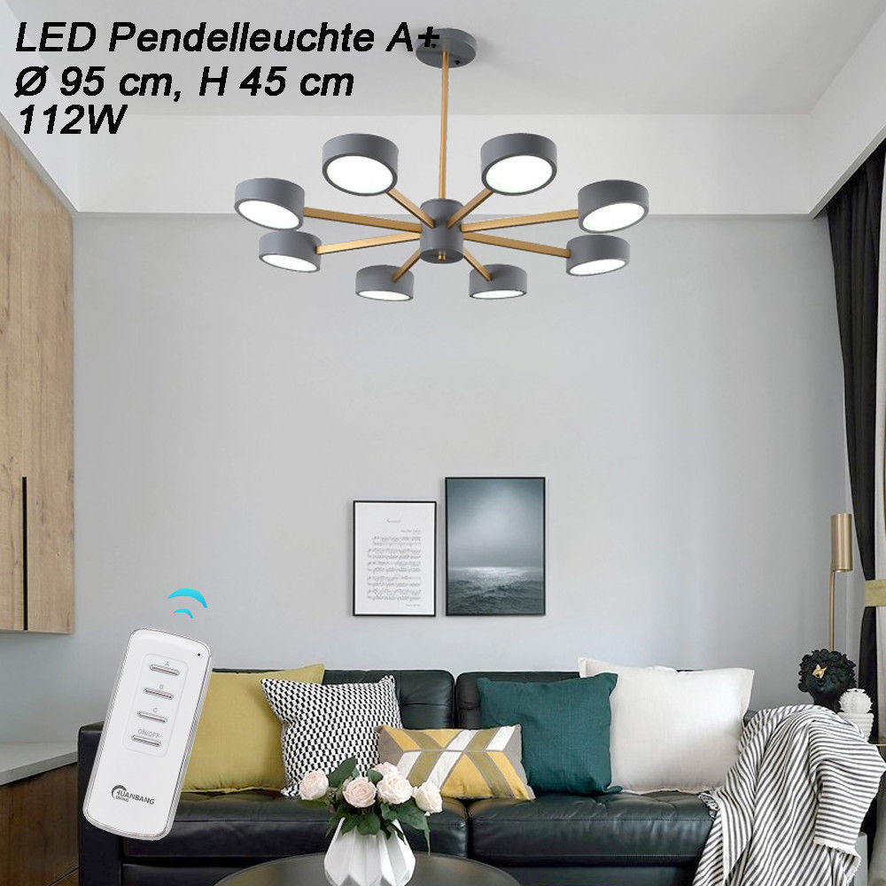 Lampa sufitowa LED 9013D-8-G Szara z pilotem Regulacja barwy światła Akrylowy klosz A+ Lampa do salonu LED