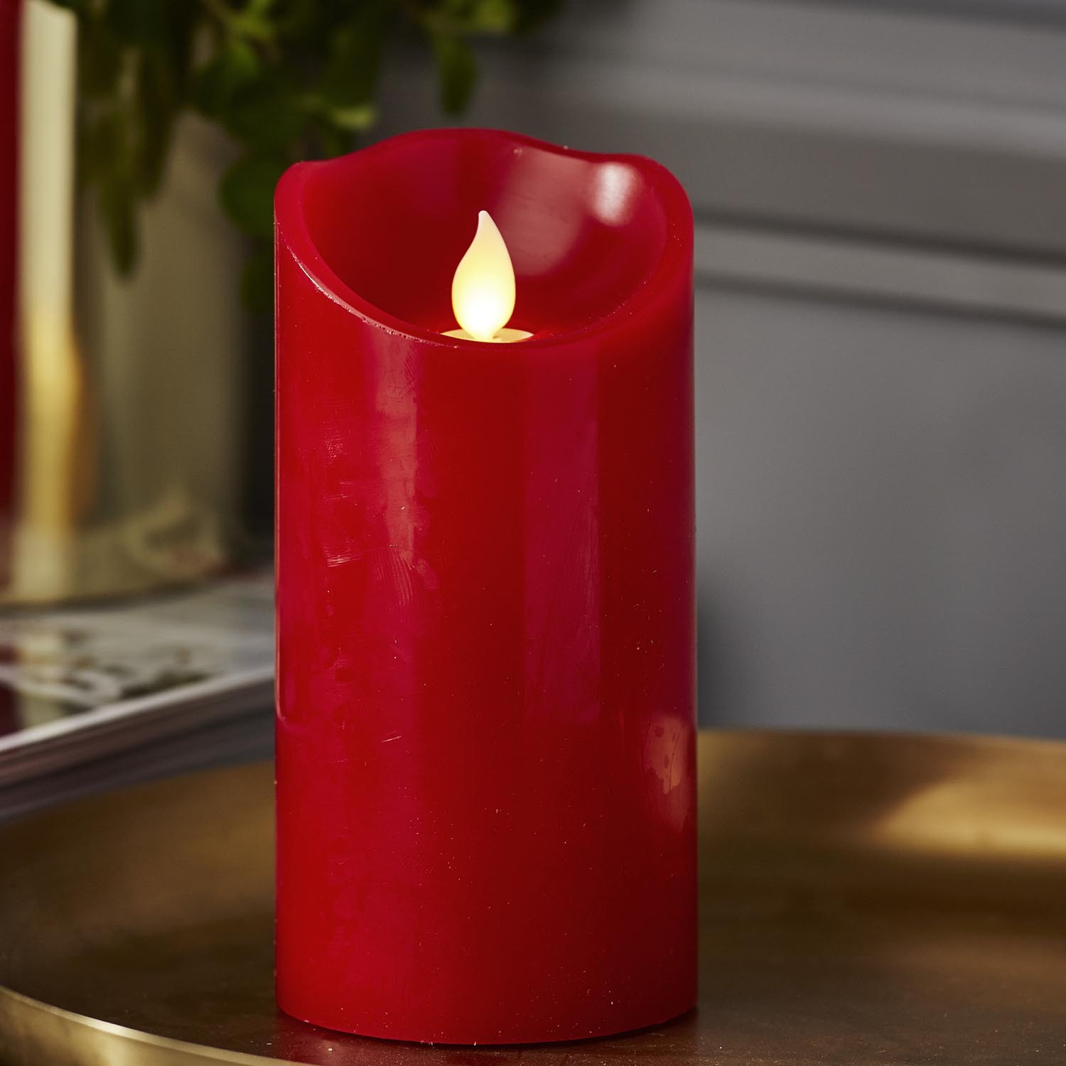Świeca Led woskowa M-TWINKLE czerwona 15cm ruchomy płomyk