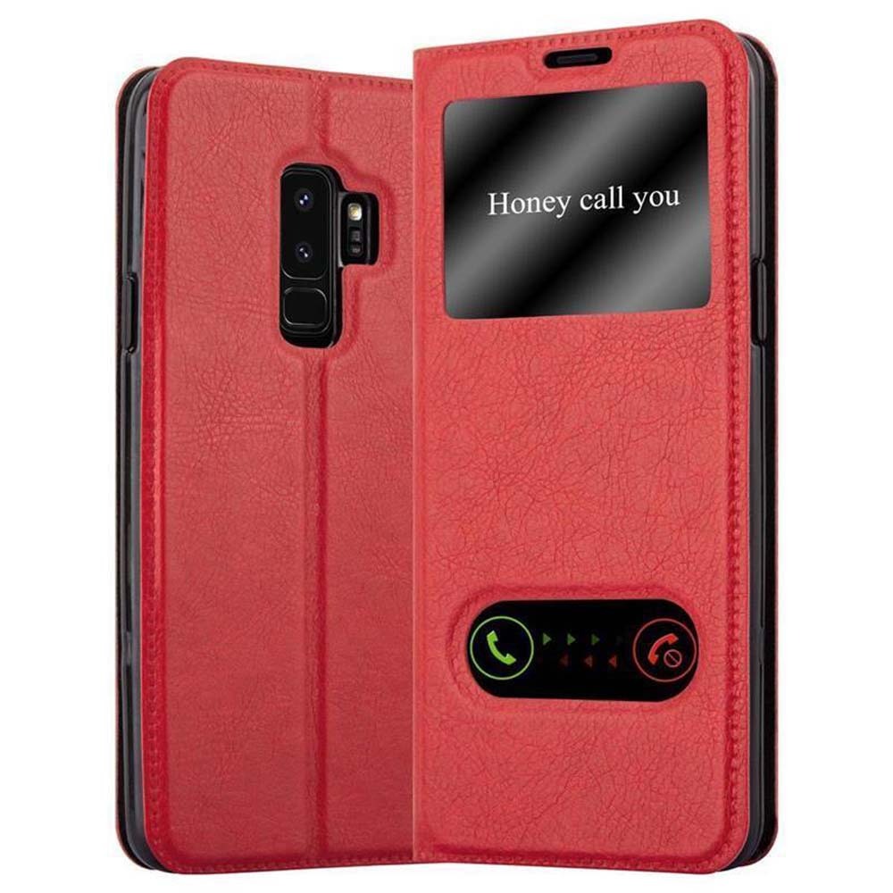 Etui Cadorabo do Samsung Galaxy S9 PLUS w kolorze SAFRAN RED Etui na telefon komórkowy z magnetycznym zamknięciem, funkcją podstawki i 2 okienkami do podglądu Etui Etui ochronne Etui z klapką w stylu książki