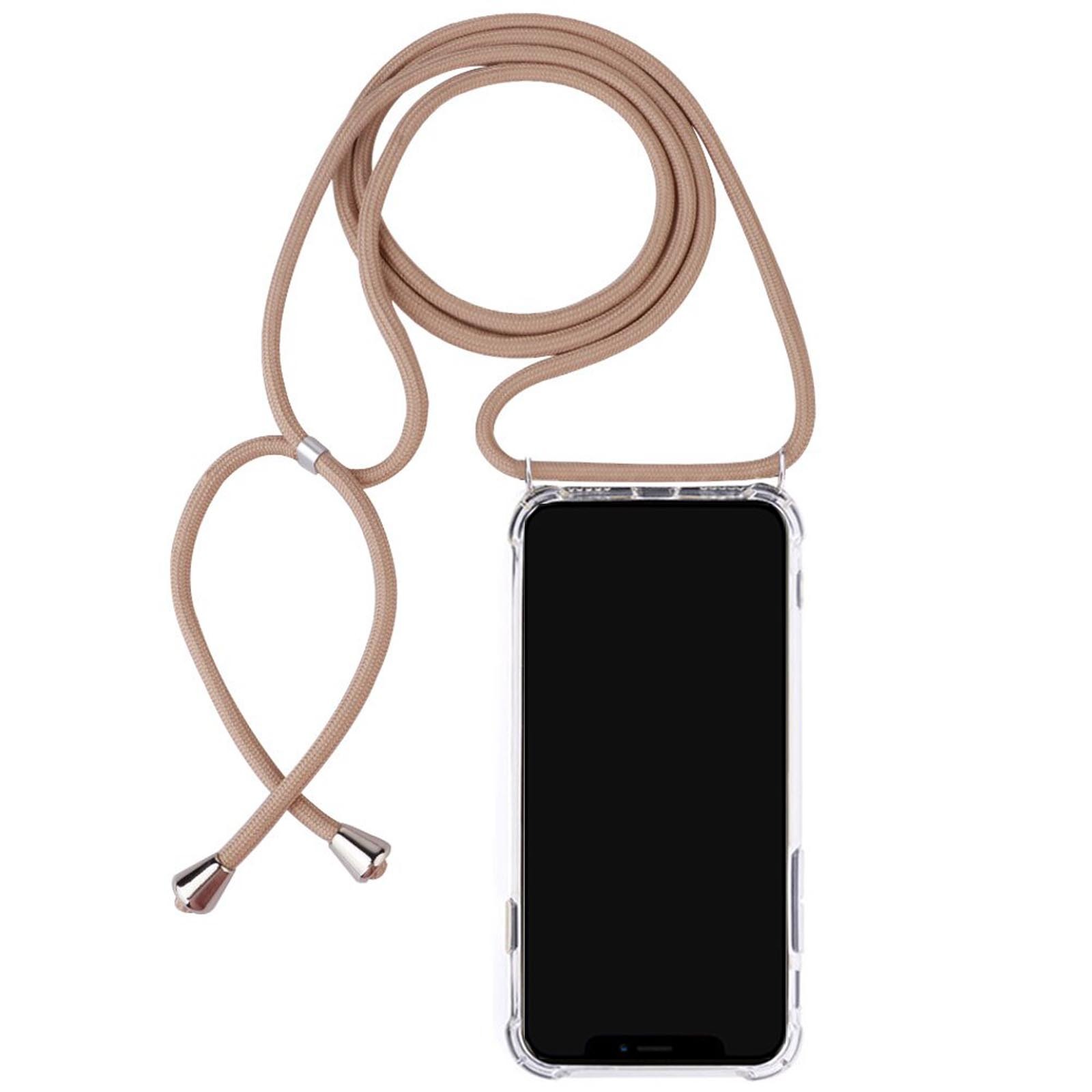 Etui ze smyczą do Apple iPhone 11 Pro 5,8 cala z regulacją długości Slim Case Cover Zewnętrzne etui na telefon komórkowy wykonane z TPU do zawieszenia Beżowy