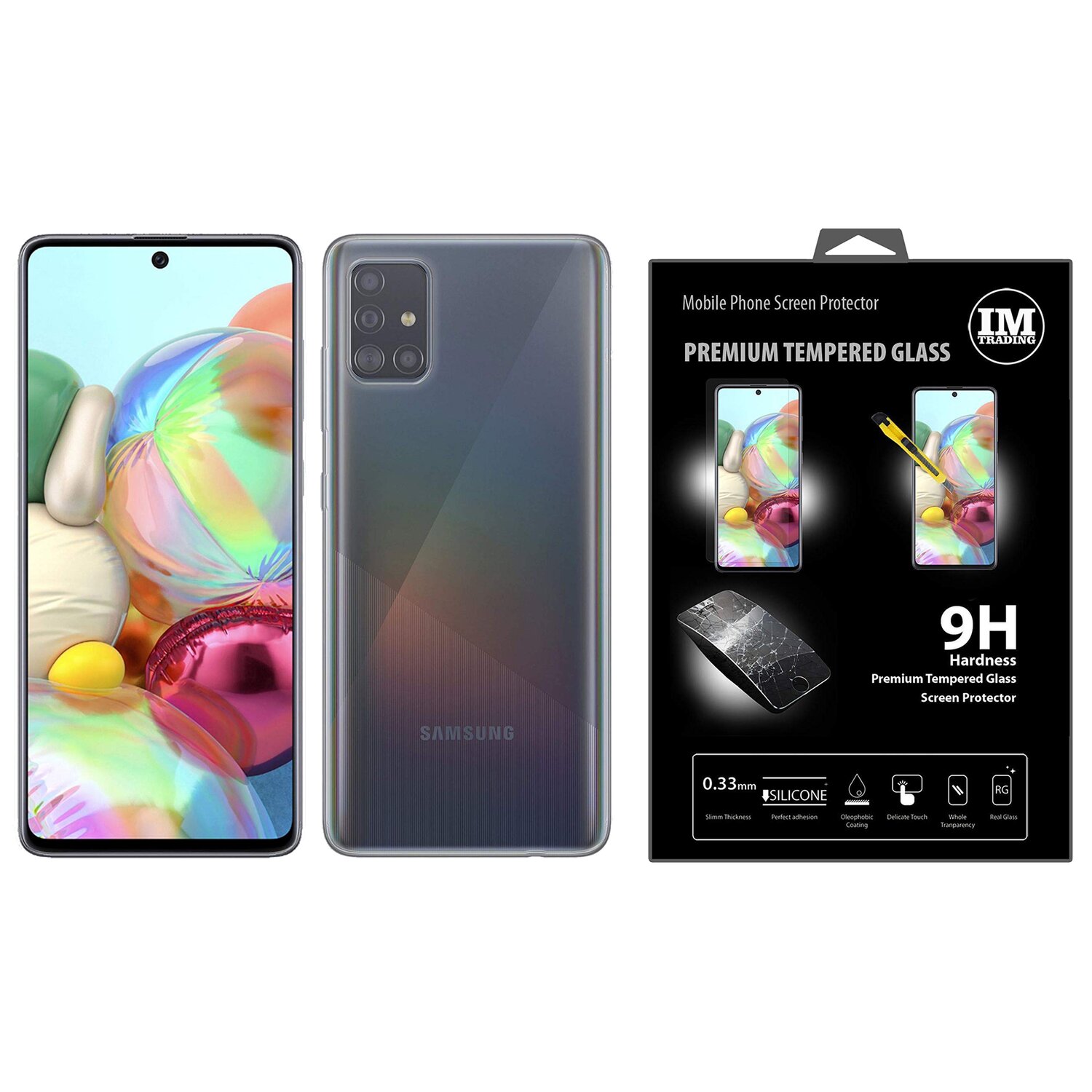 Silikonowe etui ochronne na telefon komórkowy z kieszonkowym zderzakiem + szkło ochronne kompatybilne z Samsung Galaxy A71 (A715F)