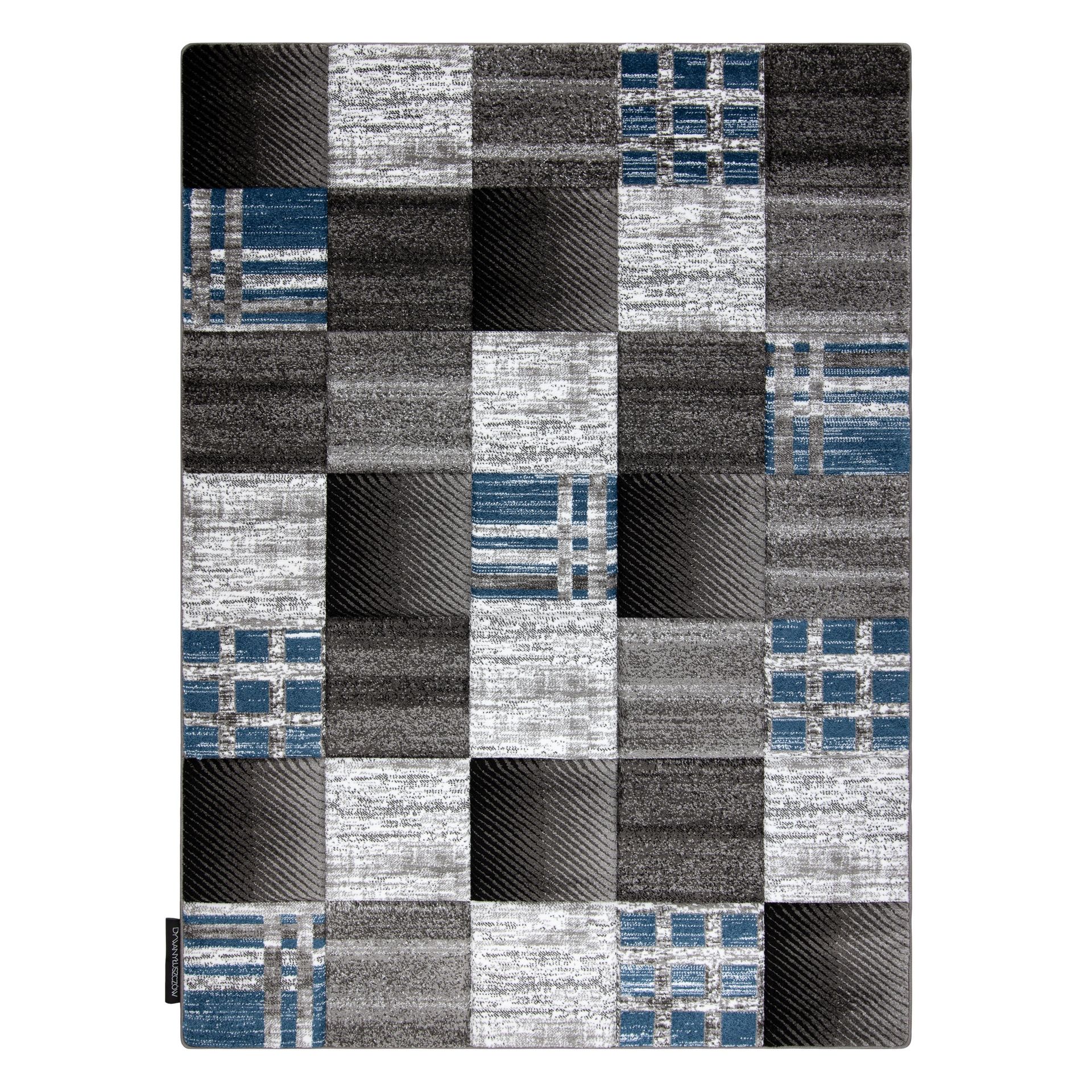Dywan ALTER Siena Kwadraty kratka niebieski 180x270 cm