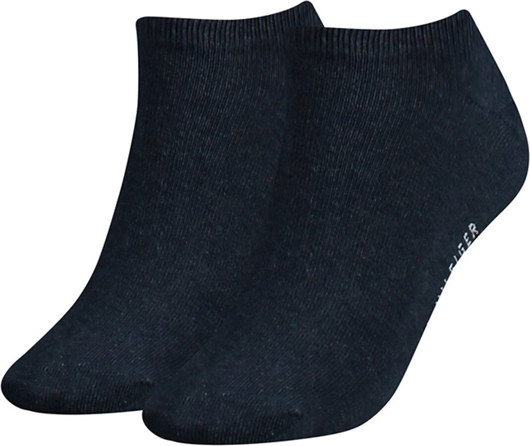 TOMMY HILFIGER damskie skarpetki do trampek, 2-pak - TH, bawełna, gładkie niebieskie 35-38