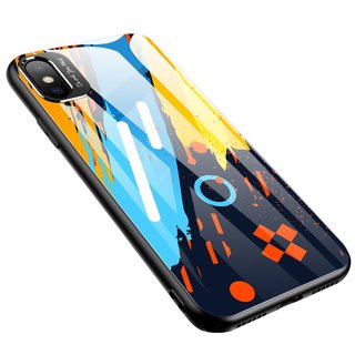 cofi1453® Colour Glass Case Etui na telefon komórkowy Ochronne szklane etui kompatybilne z iPhone 7 Plus Pokrowiec Akcesoria Bumper Ochrona Motyw 1