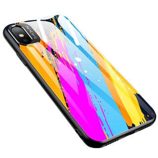 cofi1453® Colour Glass Case Etui na telefon komórkowy Ochronne szklane etui kompatybilne z iPhone 7 Plus Pokrowiec Akcesoria Bumper Ochrona Motyw 3