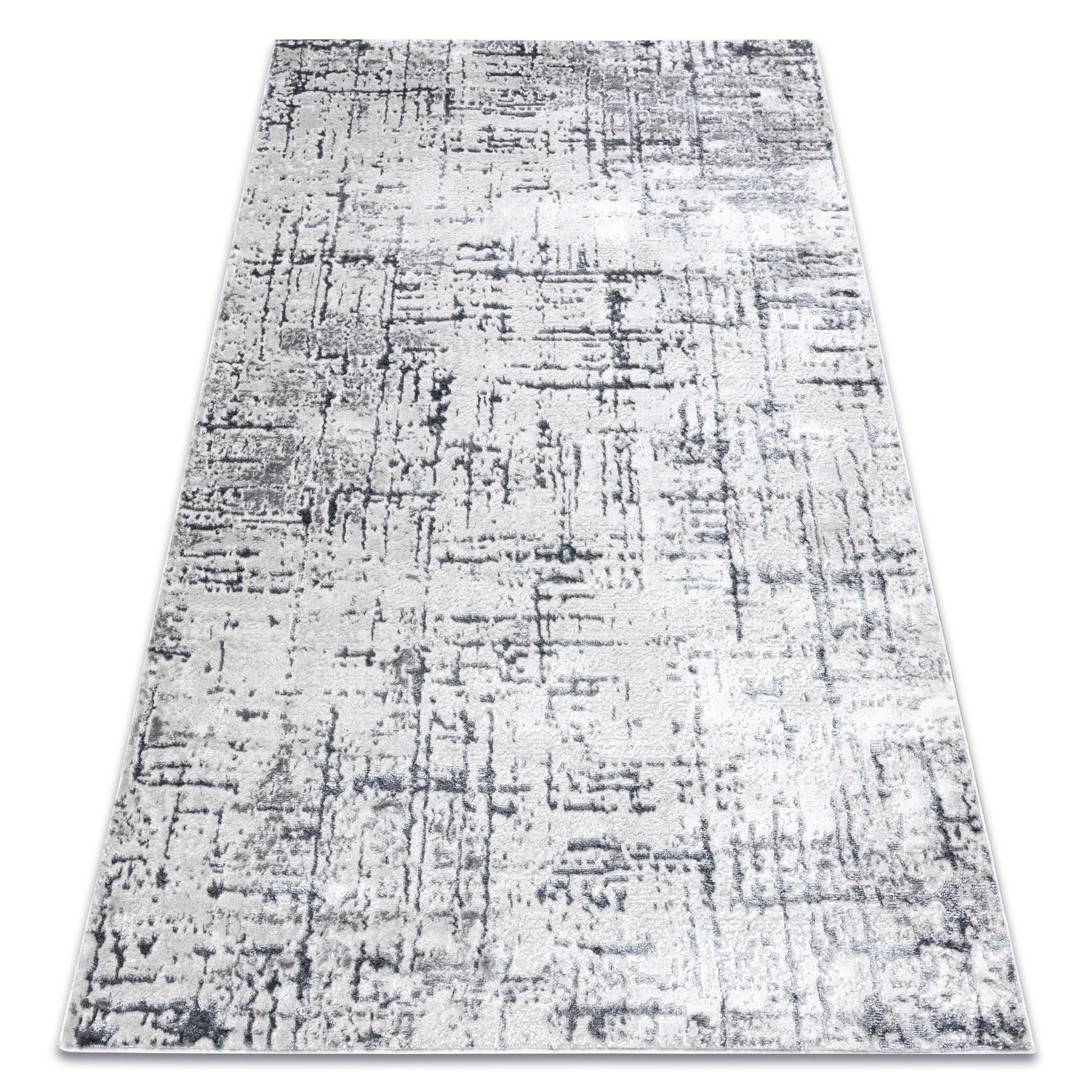 Dywan MEFE nowoczesny 8722 Linie vintage przecierany - Strukturalny, dwa poziomy runa / biały szary 160x220 cm