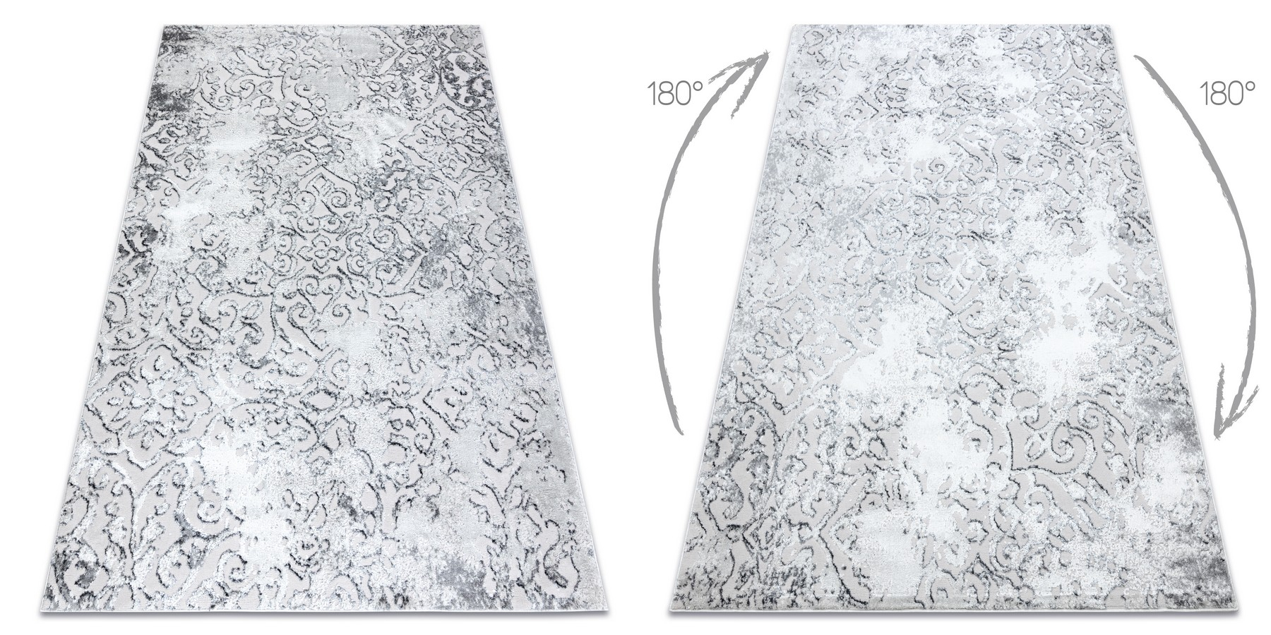 Dywan MEFE nowoczesny 8724 Ornament vintage przecierany - Strukturalny, dwa poziomy runa szary 240x330 cm