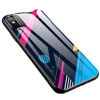 cofi1453® Colour Glass Case Etui na telefon komórkowy Ochronne szklane etui kompatybilne z iPhone 8 Pokrowiec Akcesoria Bumper Ochrona Motyw 4