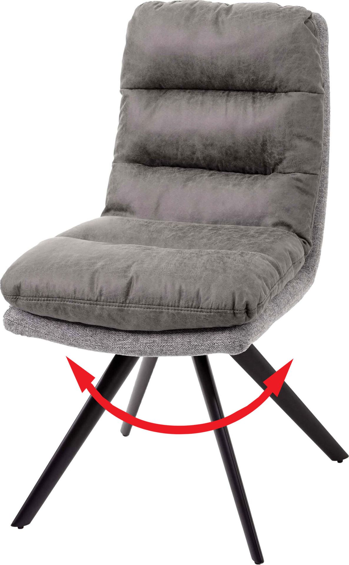 Krzesło do jadalni HWC-G66, krzesło kuchenne, obrotowe, automatyczna pozycja tkanina/tkanina MVG ~ jasnoszary