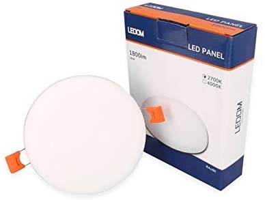 10 sztuk LEDOM Bezramkowe oświetlenie panelowe LED Wpuszczany spot świetlny 18W, średnica 90mm 1800lm, 2700K ciepła biel Lampa sufitowa okrągła