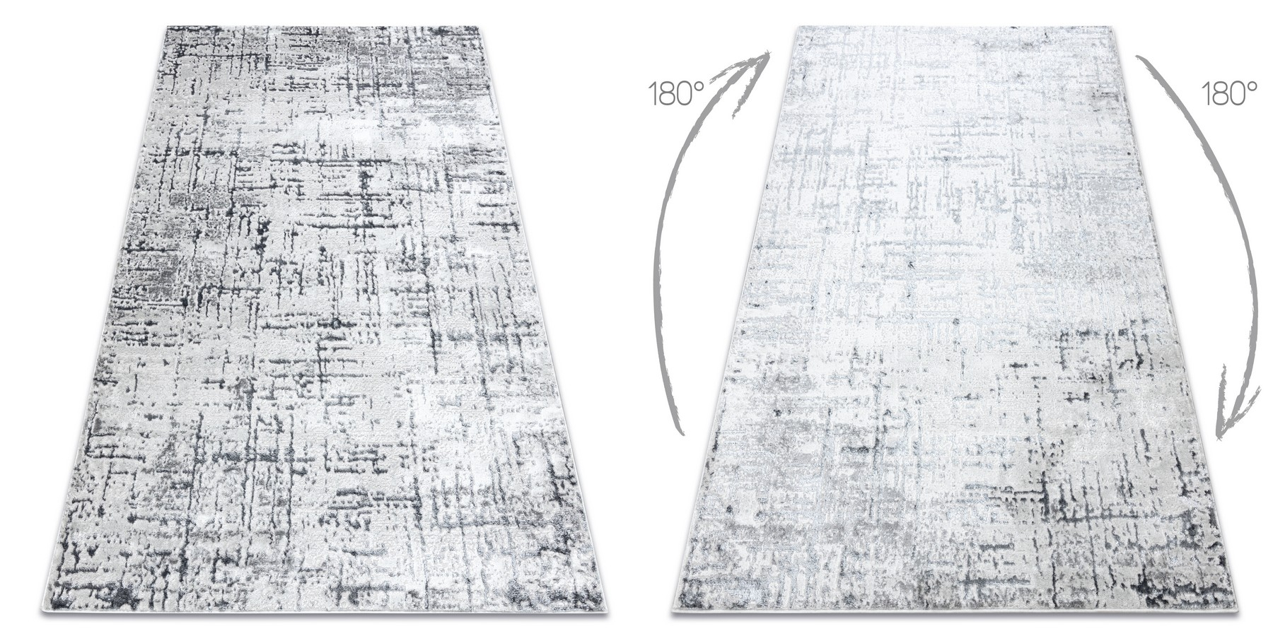 Dywan MEFE nowoczesny 8722 Linie vintage przecierany - Strukturalny, dwa poziomy runa / biały szary 80x150 cm