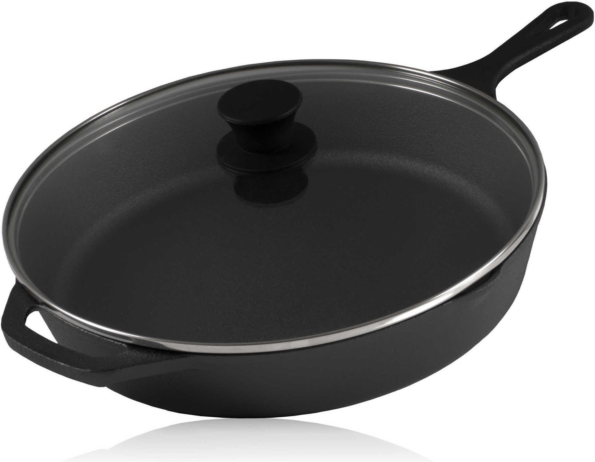 BBQ-Toro żeliwna patelnia grillowa Ø 30 cm ze szklaną pokrywą patelnia do smażenia