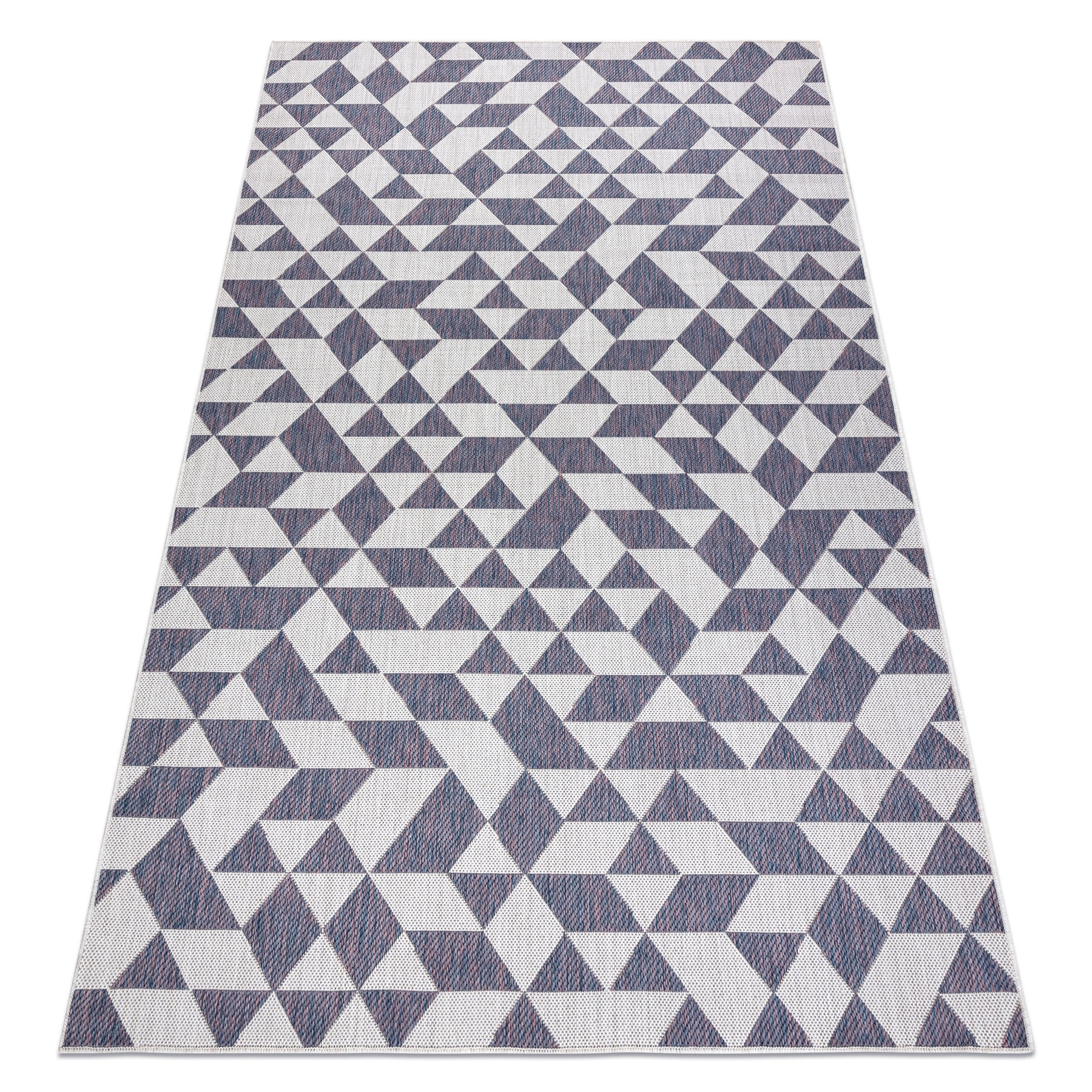 Dywan SZNURKOWY SIZAL SION Geometryczny, Trójkąty 22373 płaskie tkanie ecru / niebieski / róż wielokolorowy 120x170 cm