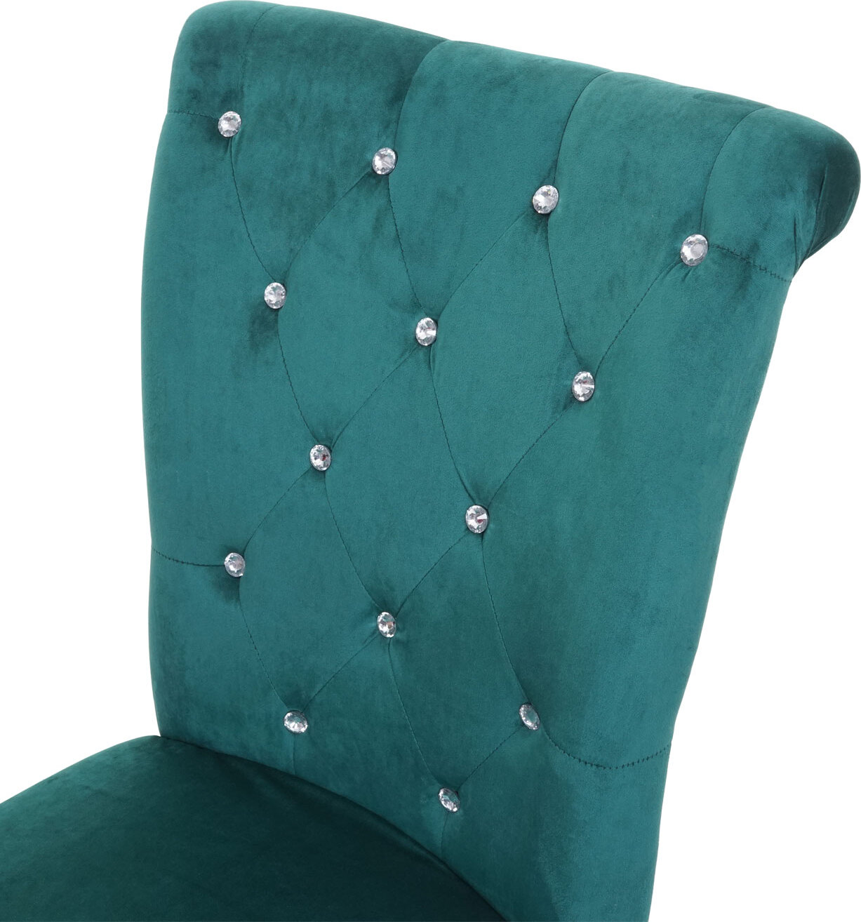 Krzesło do jadalni HWC-D22, krzesło kuchenne, aksamit z ćwiekami ~ ciemnozielony, nogi w kolorze złotym