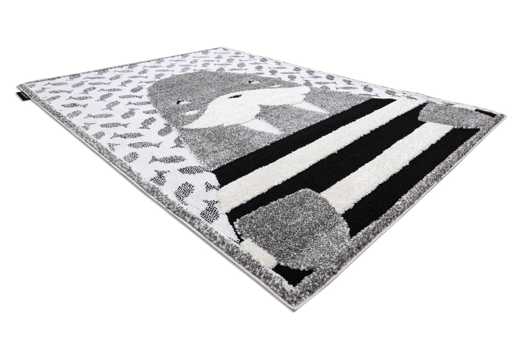 Dywan dziecięcy JOY Walrus mors, dla dzieci - Strukturalny, dwa poziomy runa / krem szary 120x170 cm