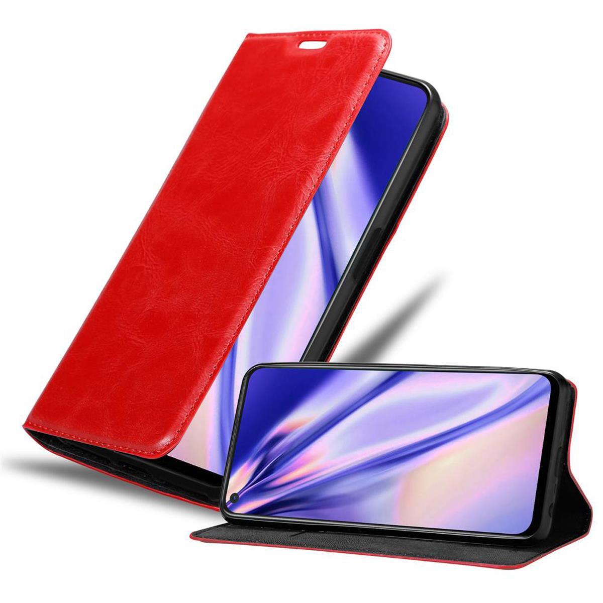 Etui Cadorabo do Oppo A92 w kolorze APPLE RED Etui na telefon komórkowy z zapięciem magnetycznym, funkcją podstawki i miejscem na kartę Etui Etui ochronne Etui z klapką w stylu książki