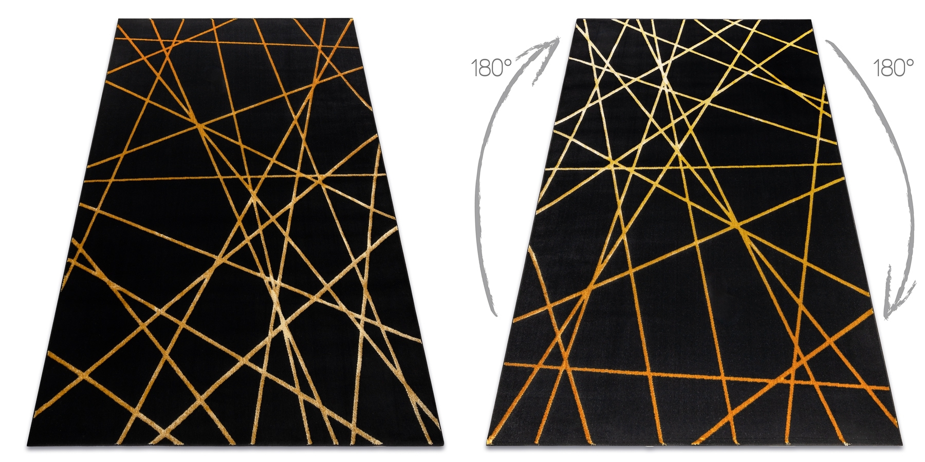 Dywan GLOSS nowoczesny 406C 86 stylowy, glamour, art deco, geometryczny / złoty czarny 140x190 cm