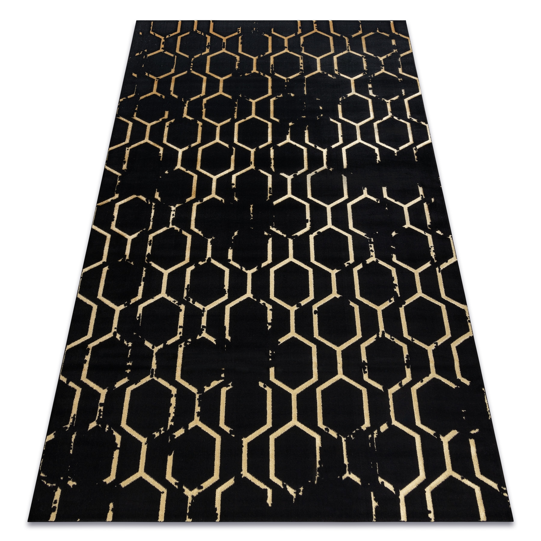 Dywan GLOSS nowoczesny 407C 86 stylowy, glamour, art deco / złoty czarny 160x220 cm