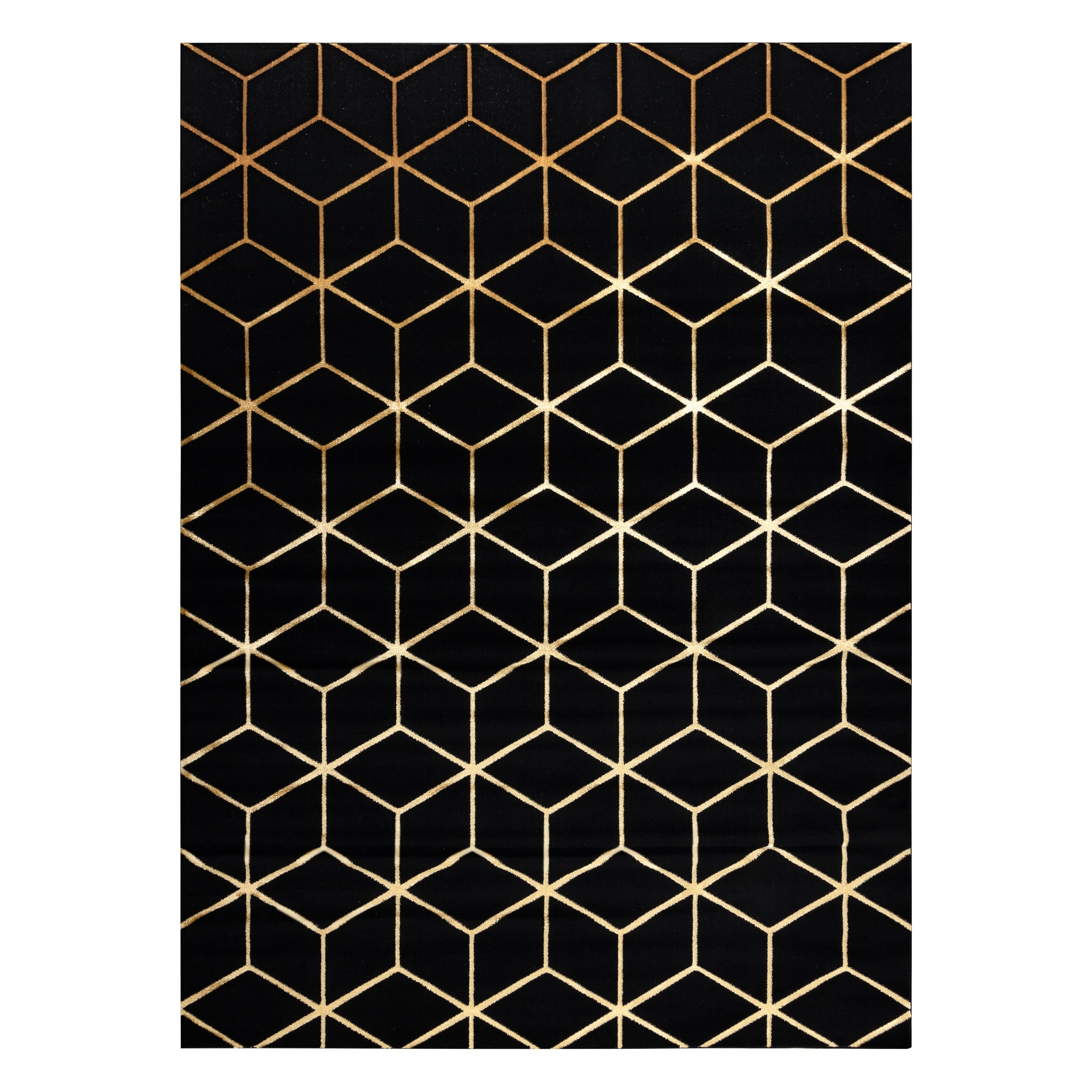 Dywan GLOSS 3D nowoczesny 409C 86 Sześcian, stylowy, glamour, art deco / złoty czarny 240x330 cm