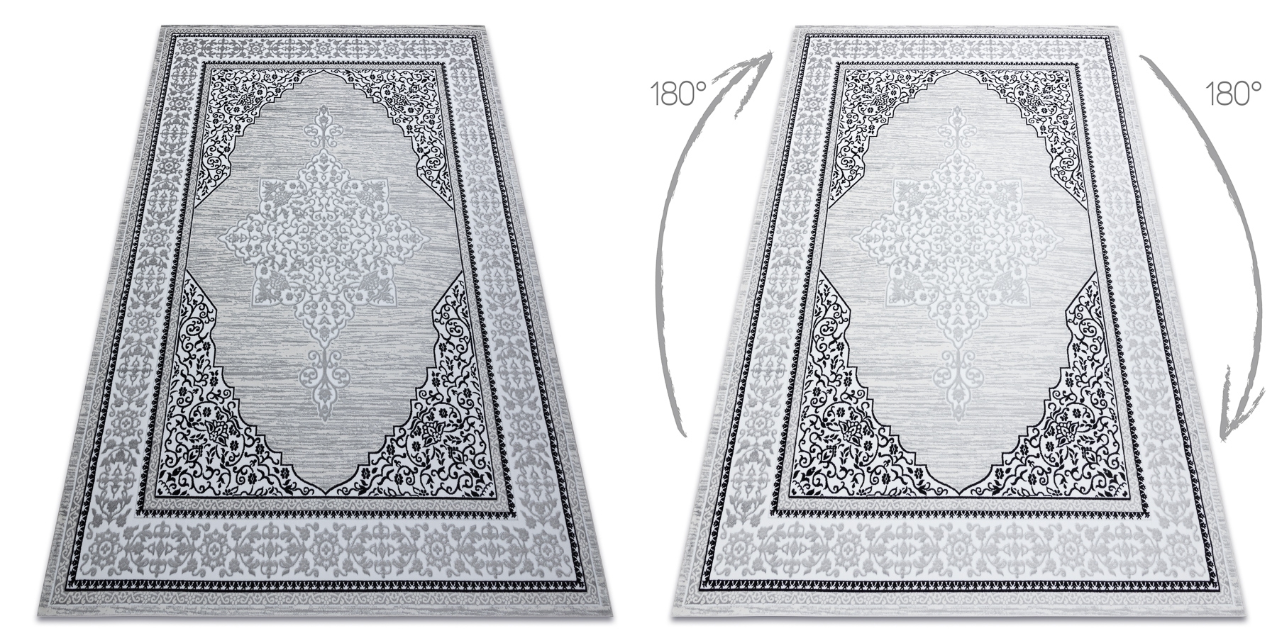 Dywan GLOSS nowoczesny 8490 52 Ornament, stylowy, ramka kość słoniowa / szary beżowy 200x290 cm