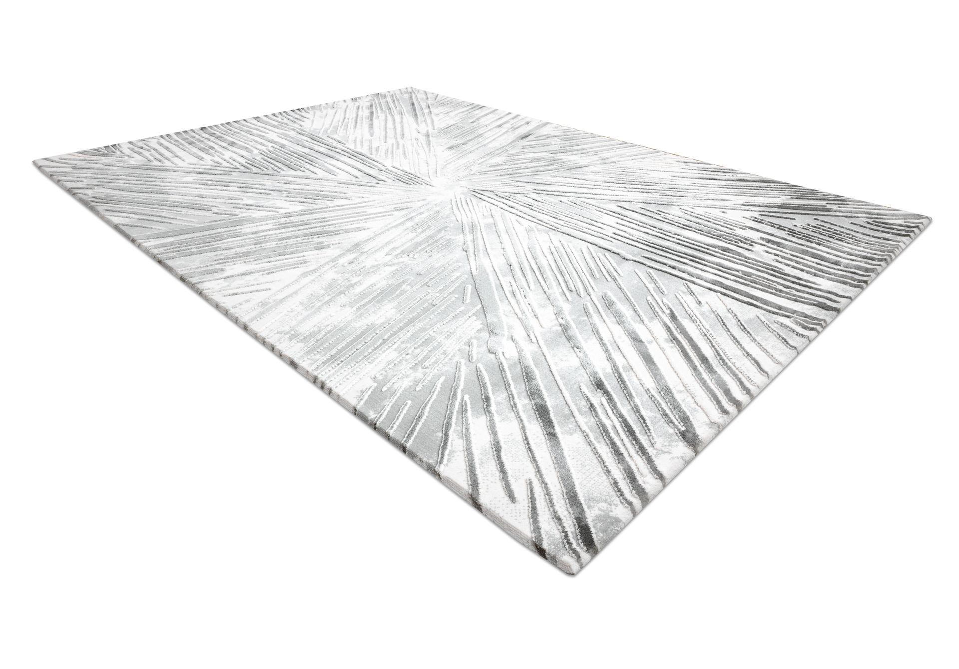 Dywan AKRYL VALS 0W1733 C53 47 Abstrakcja przestrzenny 3D gwiazda kość słoniowa / szary 240x340 cm