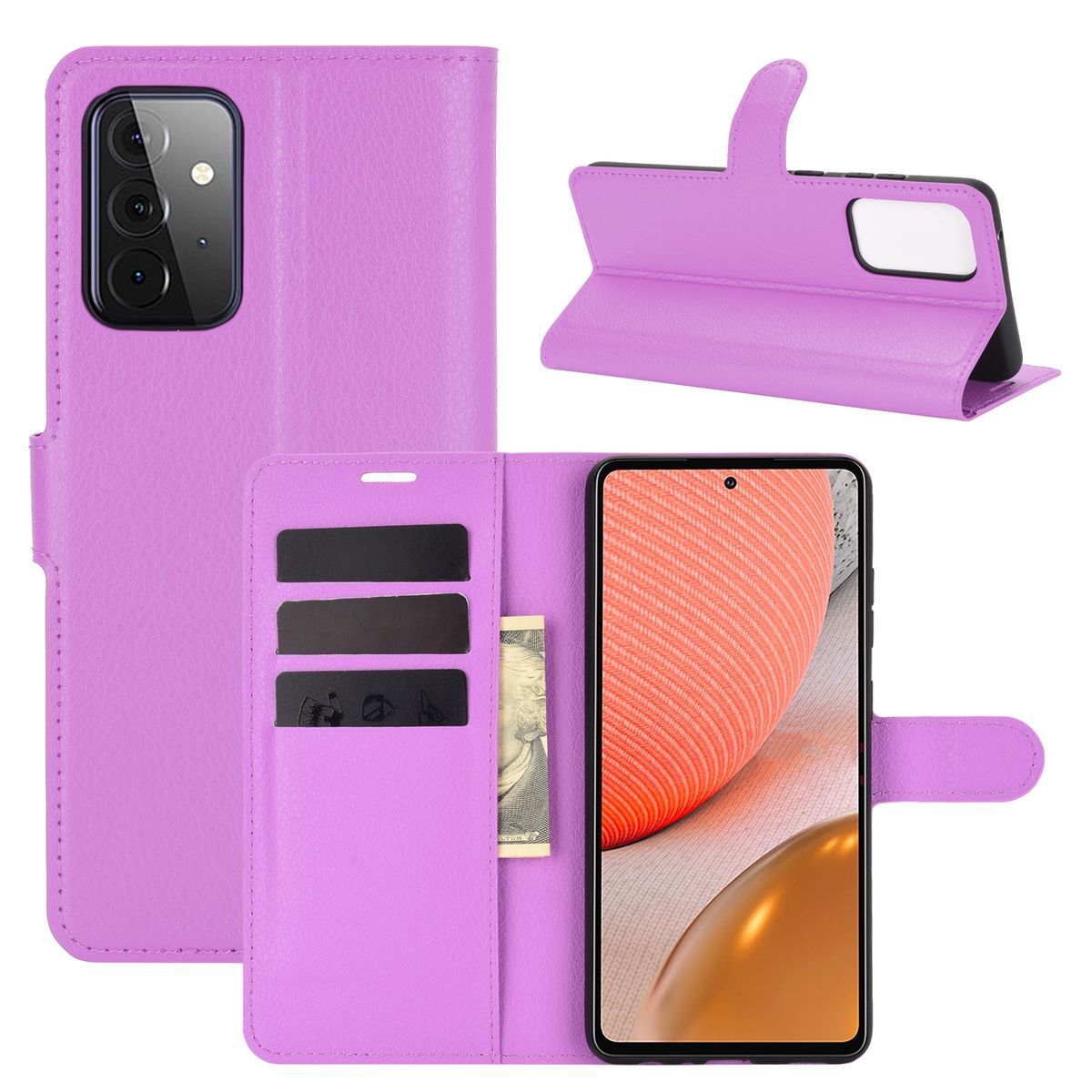 Pokrowiec König Design kompatybilny z etui na telefon Samsung Galaxy A72 5G ze skóry syntetycznej - Fioletowe etui na telefon komórkowy