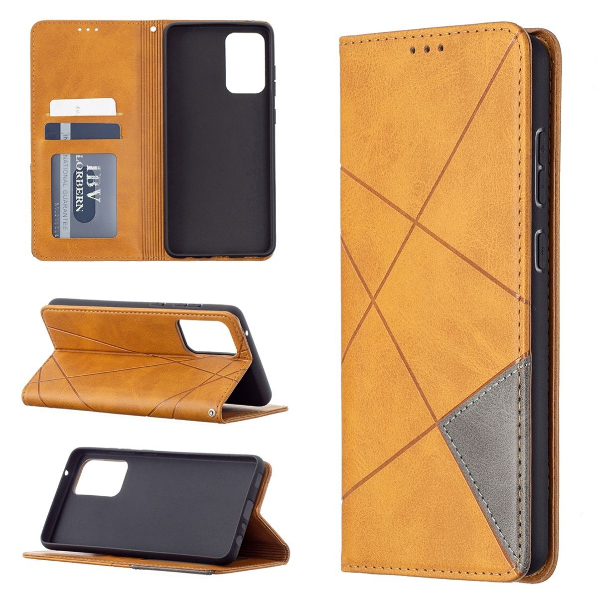 Etui na telefon komórkowy König Design kompatybilne z Samsung Galaxy A72 5G ze skóry syntetycznej - Etui na telefon komórkowy żółte