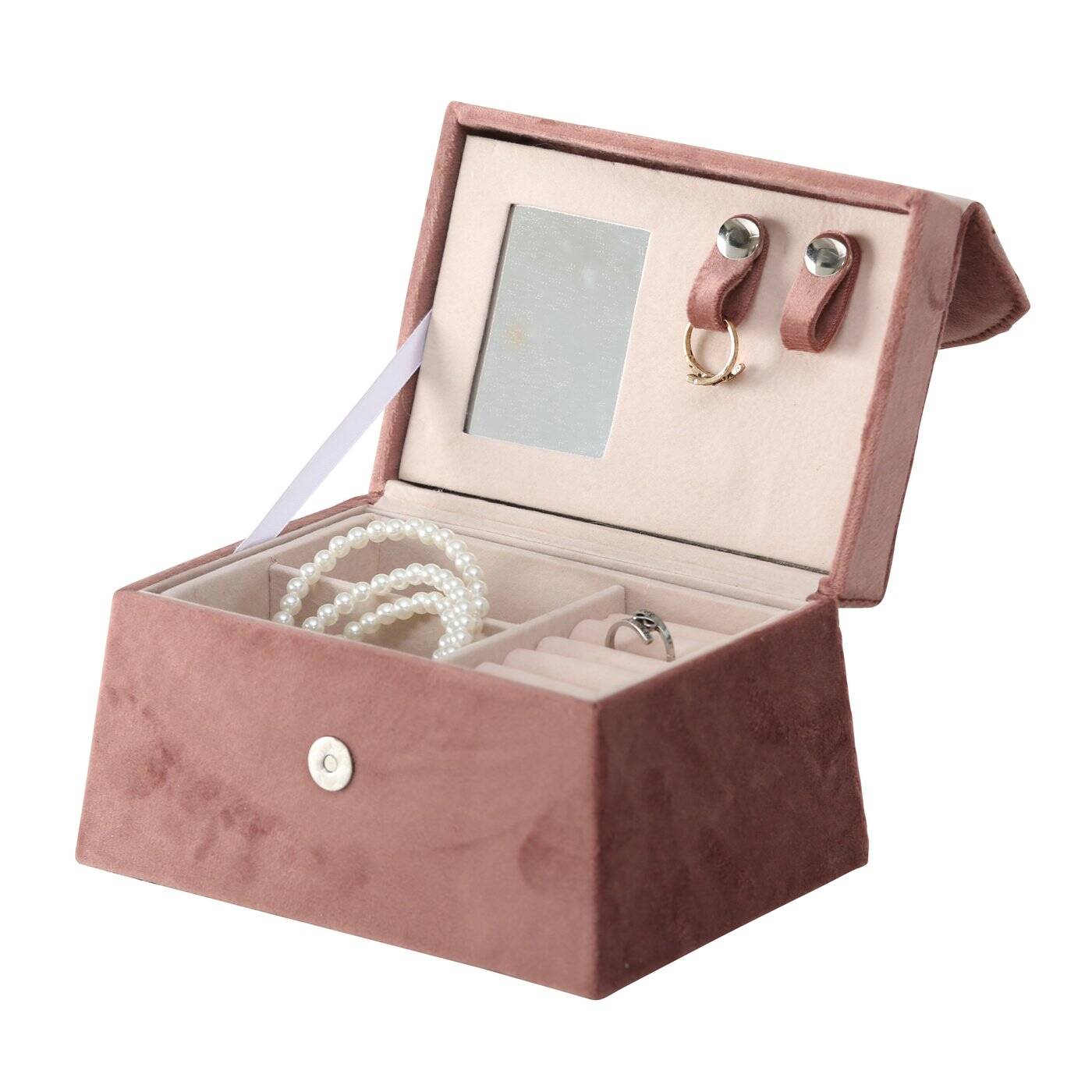 Szkatułka na biżuterię z lusterkiem CLEA, różowa