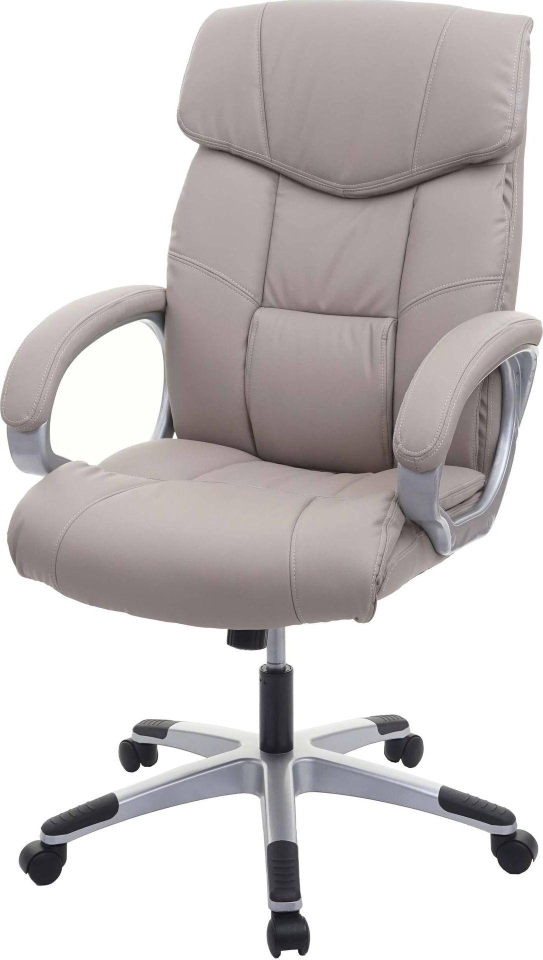 Fotel biurowy HWC-A71, fotel obrotowy, imitacja skóry ~ Taupe-grey