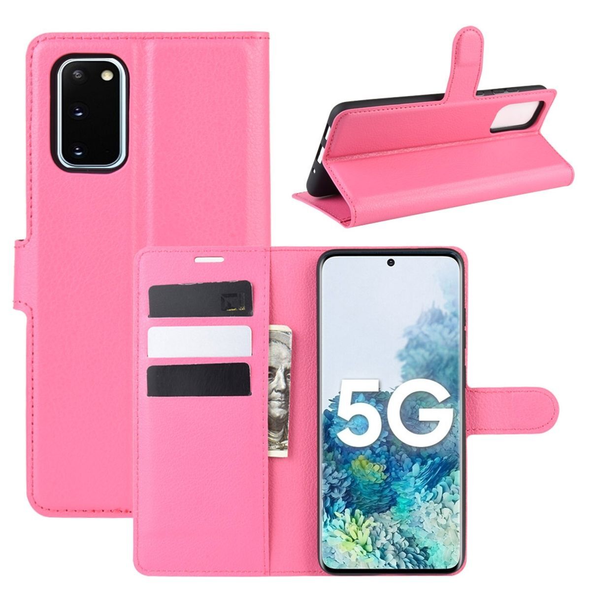 Pokrowiec König Design kompatybilny z Samsung Galaxy S20 FE z syntetycznej skóry - różowe etui na telefon komórkowy