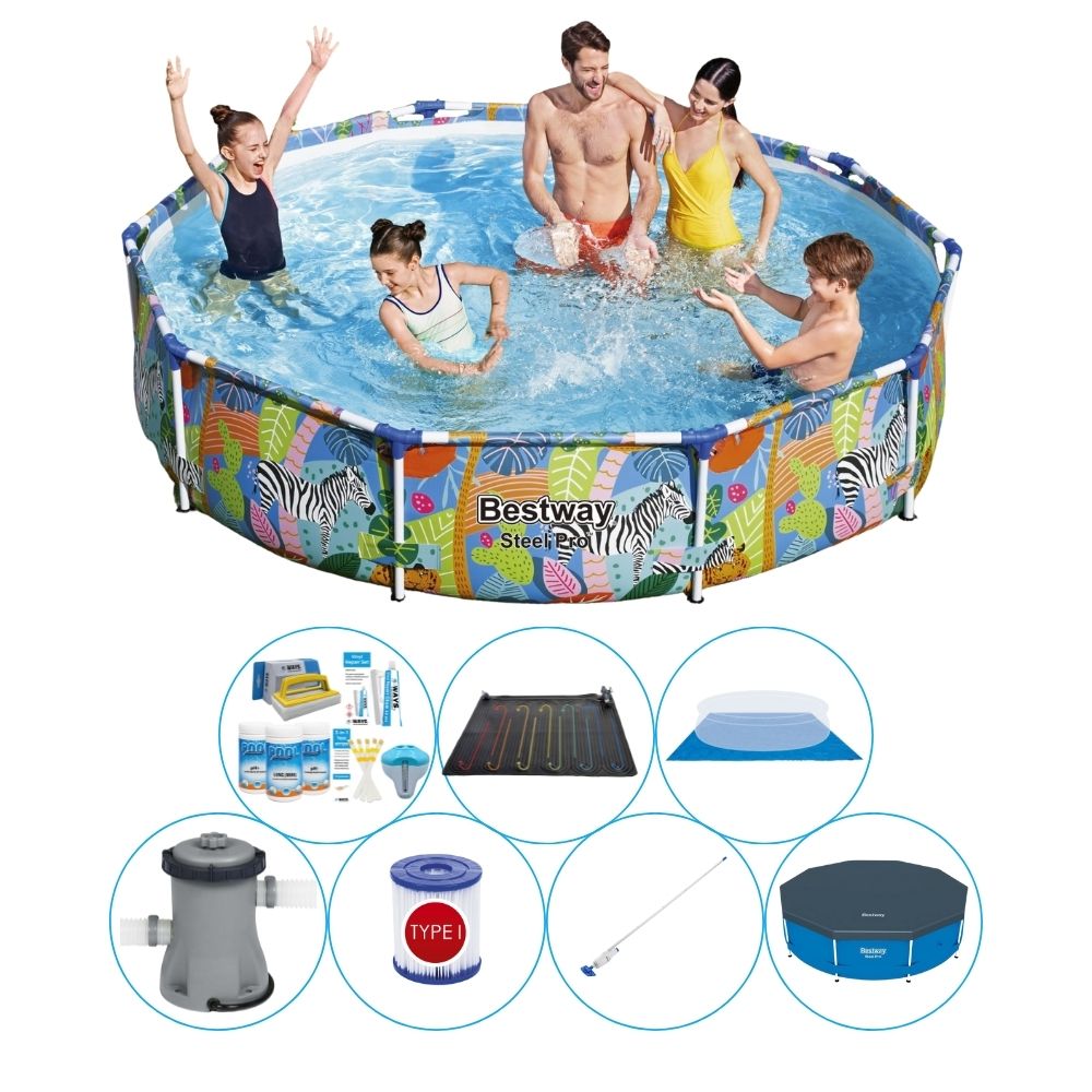 Bestway Steel Pro 305x66 cm Animals Round - zestaw basenowy