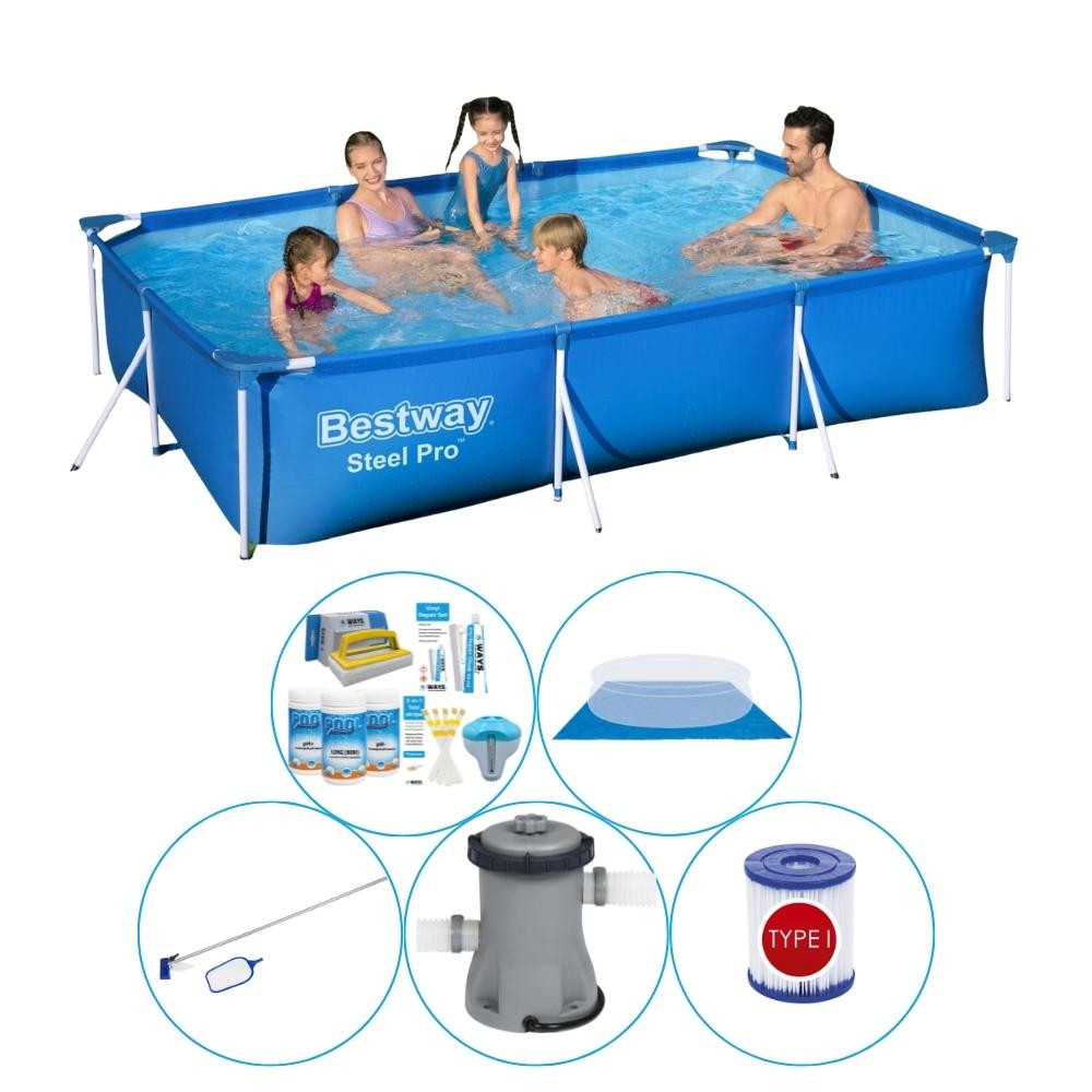 Bestway Steel Pro 300x201x66 cm Prostokątny - 6-częściowy - Basen Plus Akcesoria