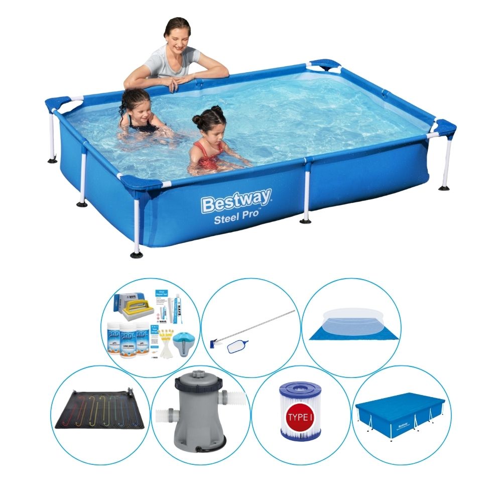 Bestway Steel Pro 221x150x43 cm Rechteckig - Zestaw basenowy Deluxe