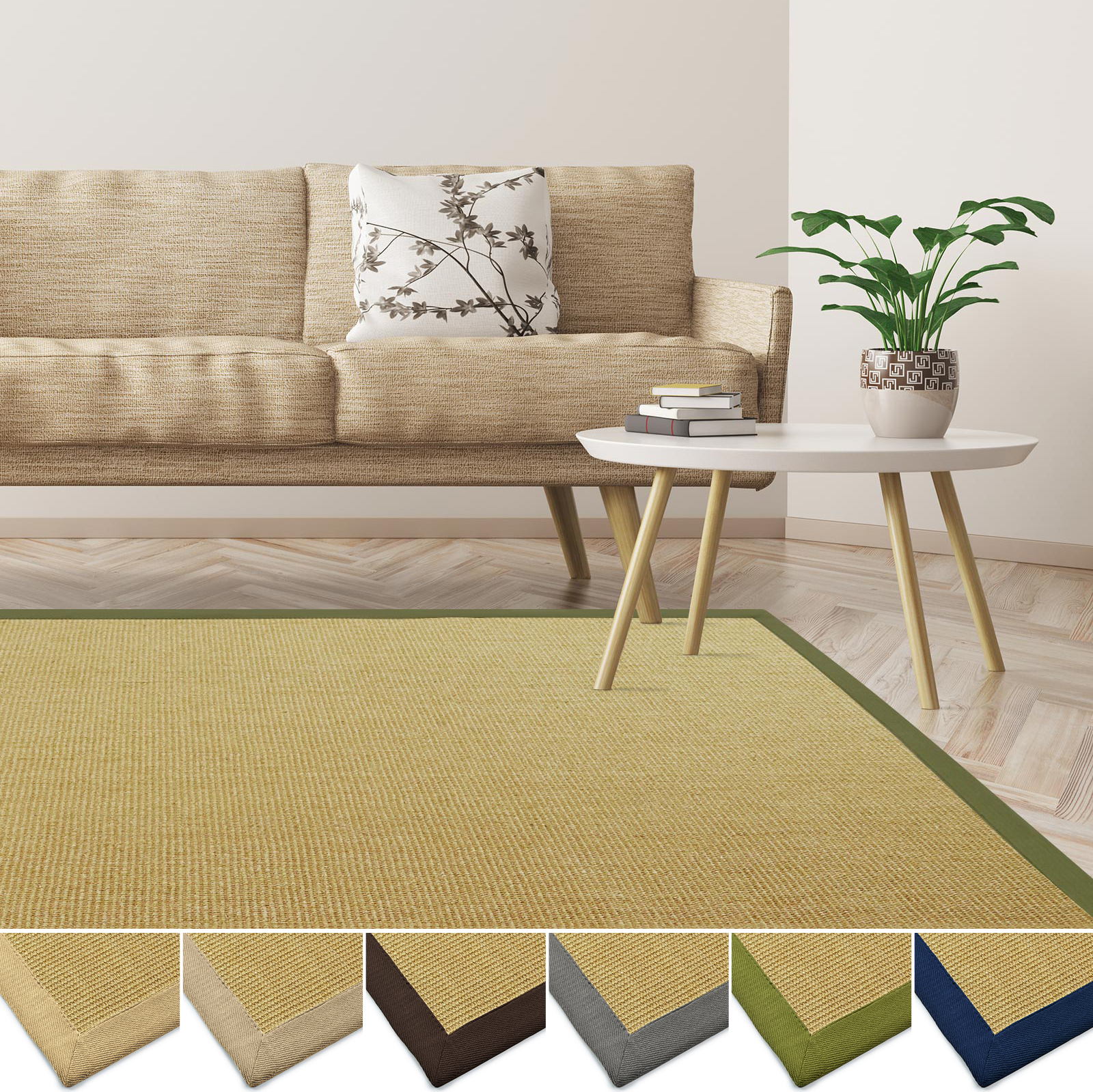 Dywan sizalowy Amazonas nature różne obramowania: pistacja 70 x 130 cm