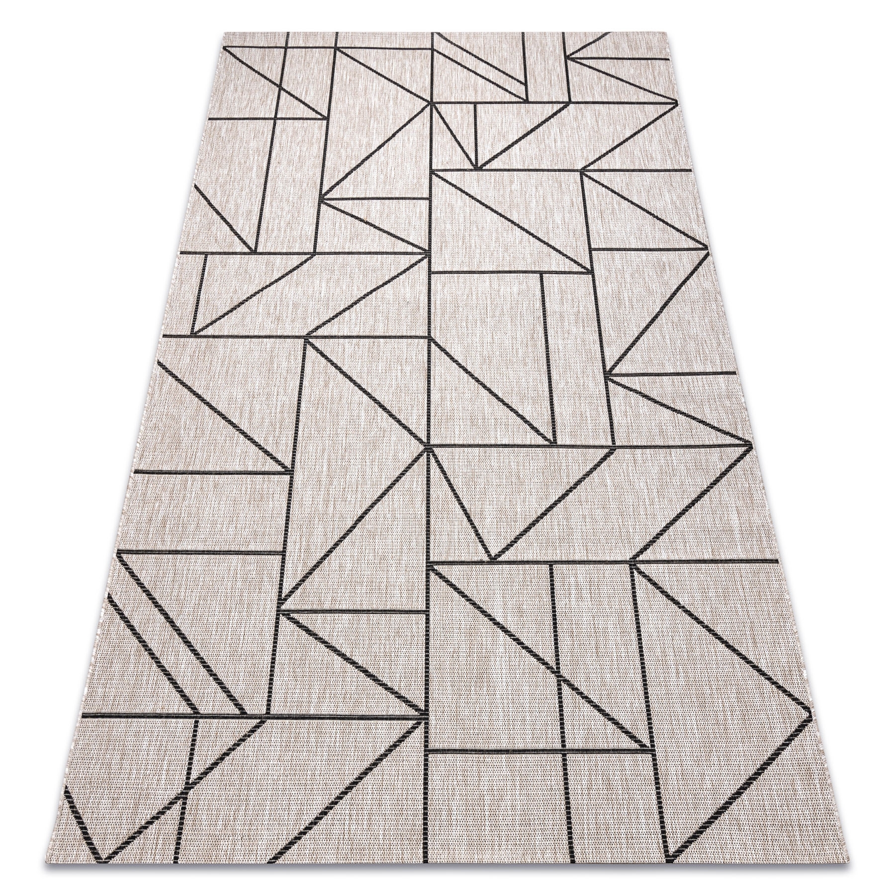 DYWAN SZNURKOWY SIZAL FLOORLUX 20605 srebrny / czarny / beż TRÓJKĄTY, GEOMETRYCZNY beżowy 140x200 cm