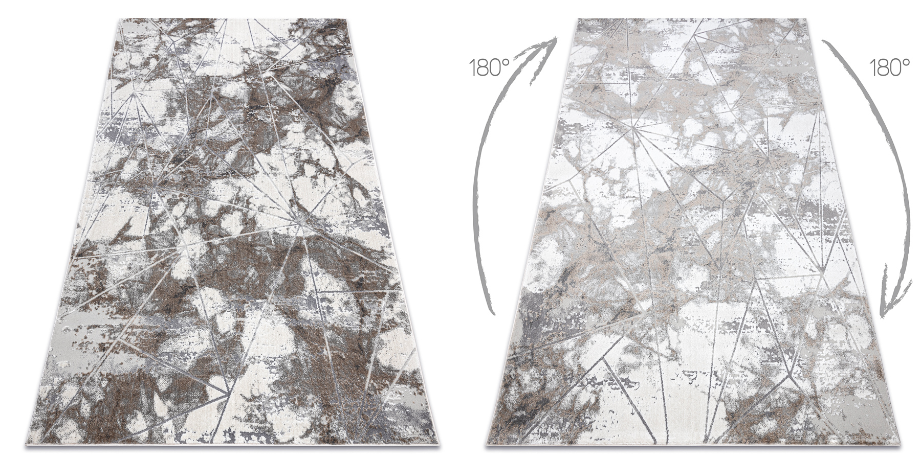 Dywan NOBLE nowoczesny 1515 64 Marmur, geometryczny - Strukturalny, dwa poziomy runa krem / szary 120x170 cm