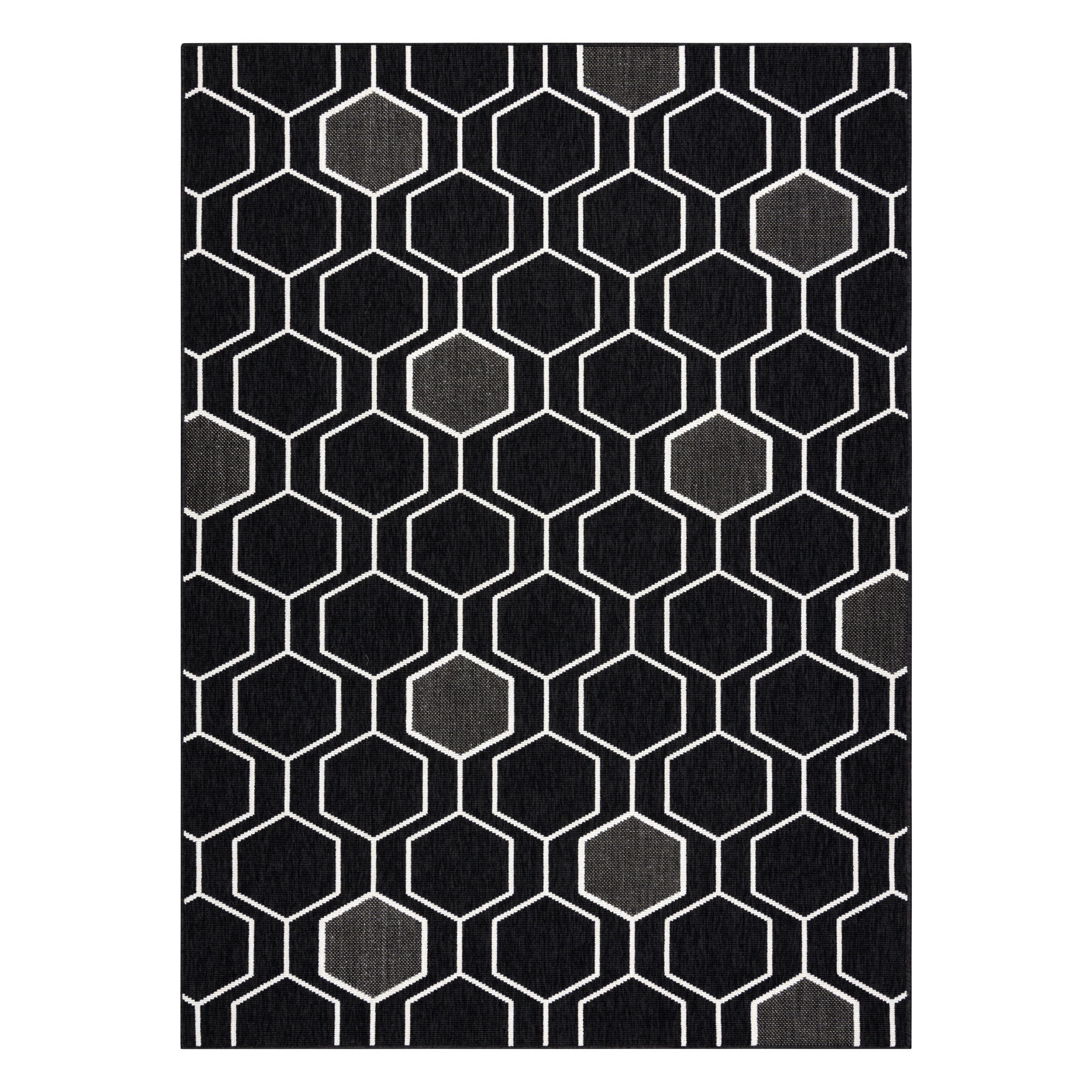 Dywan SPRING 20404993 Hexagon sznurkowy, pętelkowy - czarny 160x230 cm