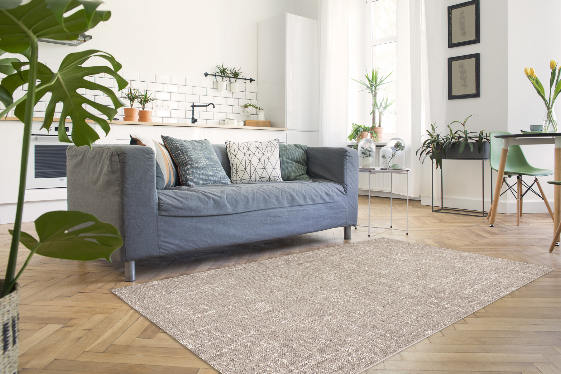 Dywan SZNURKOWY SIZAL BOHO 39495363 przecierany, vintage beż beżowy 200x290 cm
