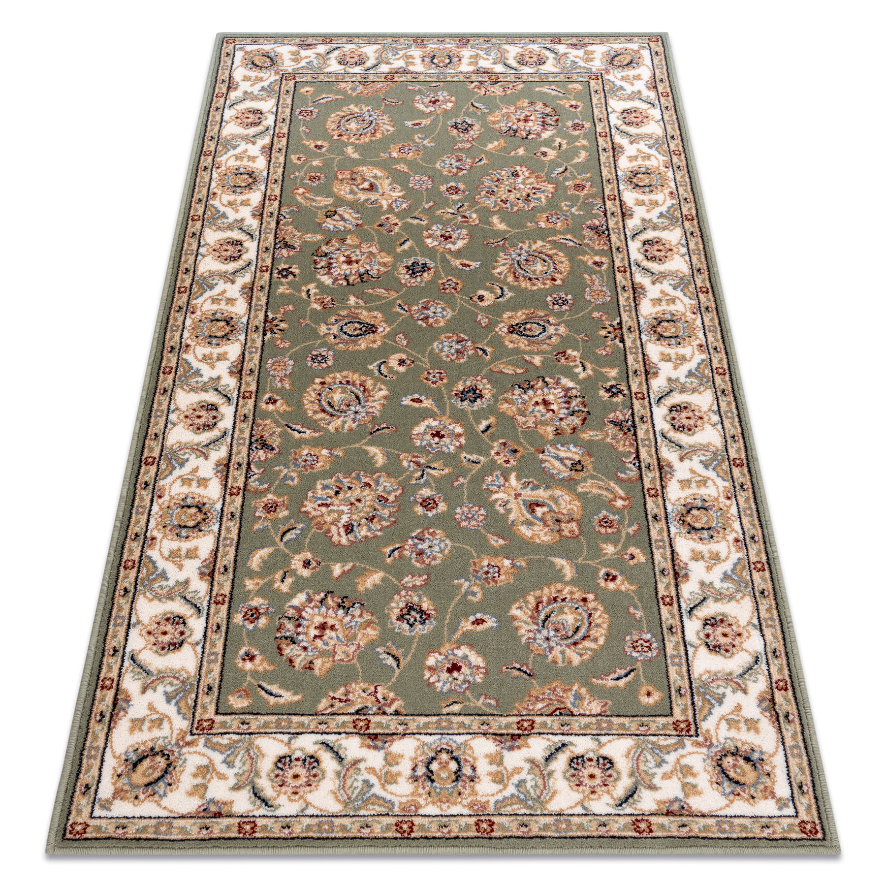 Dywan NAIN Ornament, ramka 7338/51088 zielony / beż beżowy 240x340 cm