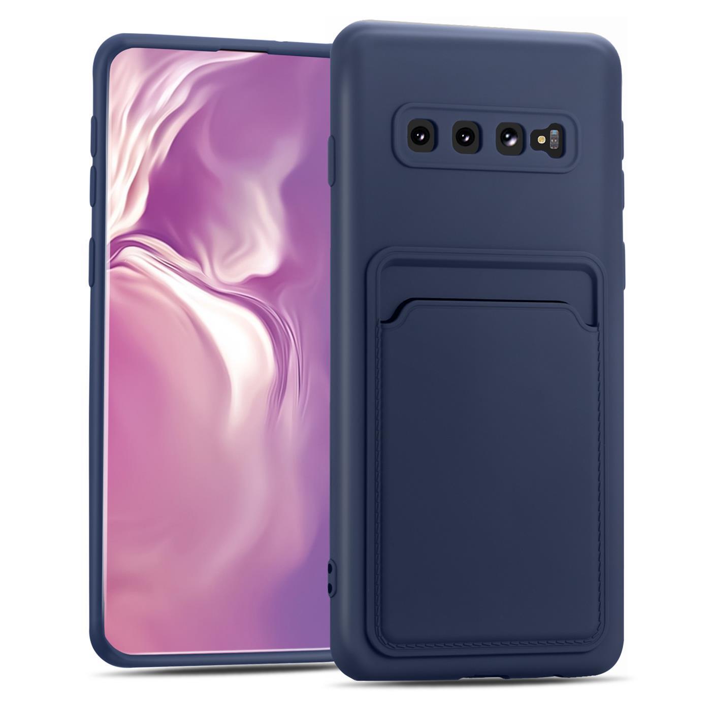 Etui na telefon komórkowy Samsung Galaxy S10 Plus silikonowe etui ochronne z kieszenią na kartę Slim Wallet Case, niebieskie