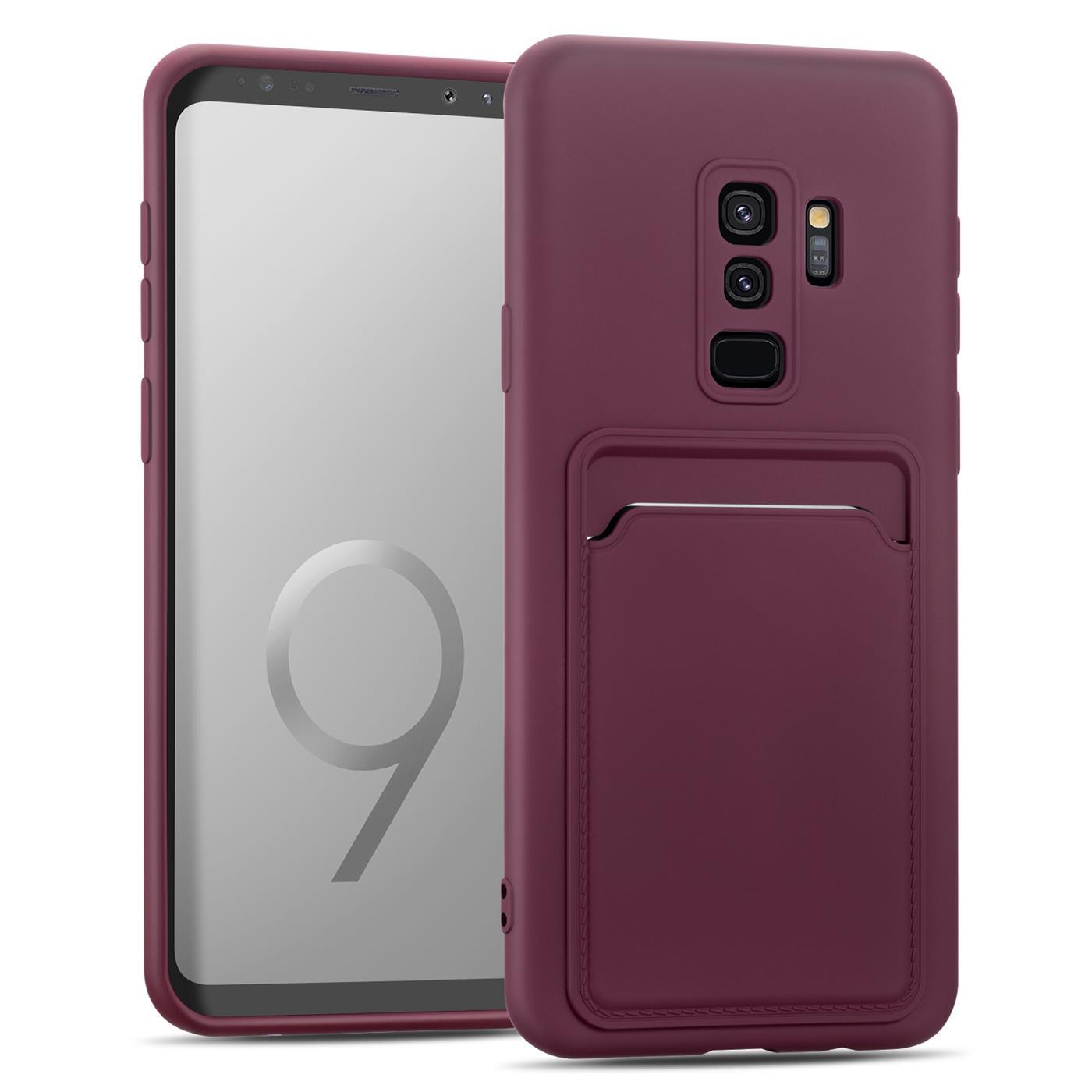 Etui na telefon Samsung Galaxy S9 Silikonowe etui z kieszenią na kartę Slim Wallet Case, Malinowe