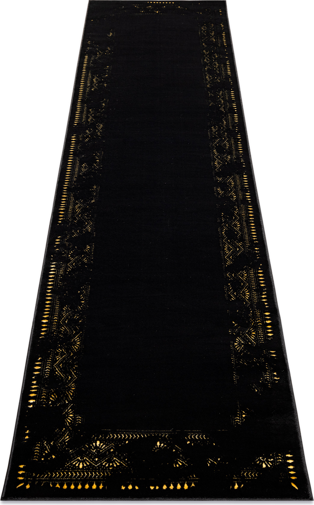 Dywan, Chodnik GLOSS nowoczesny 408C 86 Ramka stylowy, glamour, art deco / złoty czarny 80x300 cm