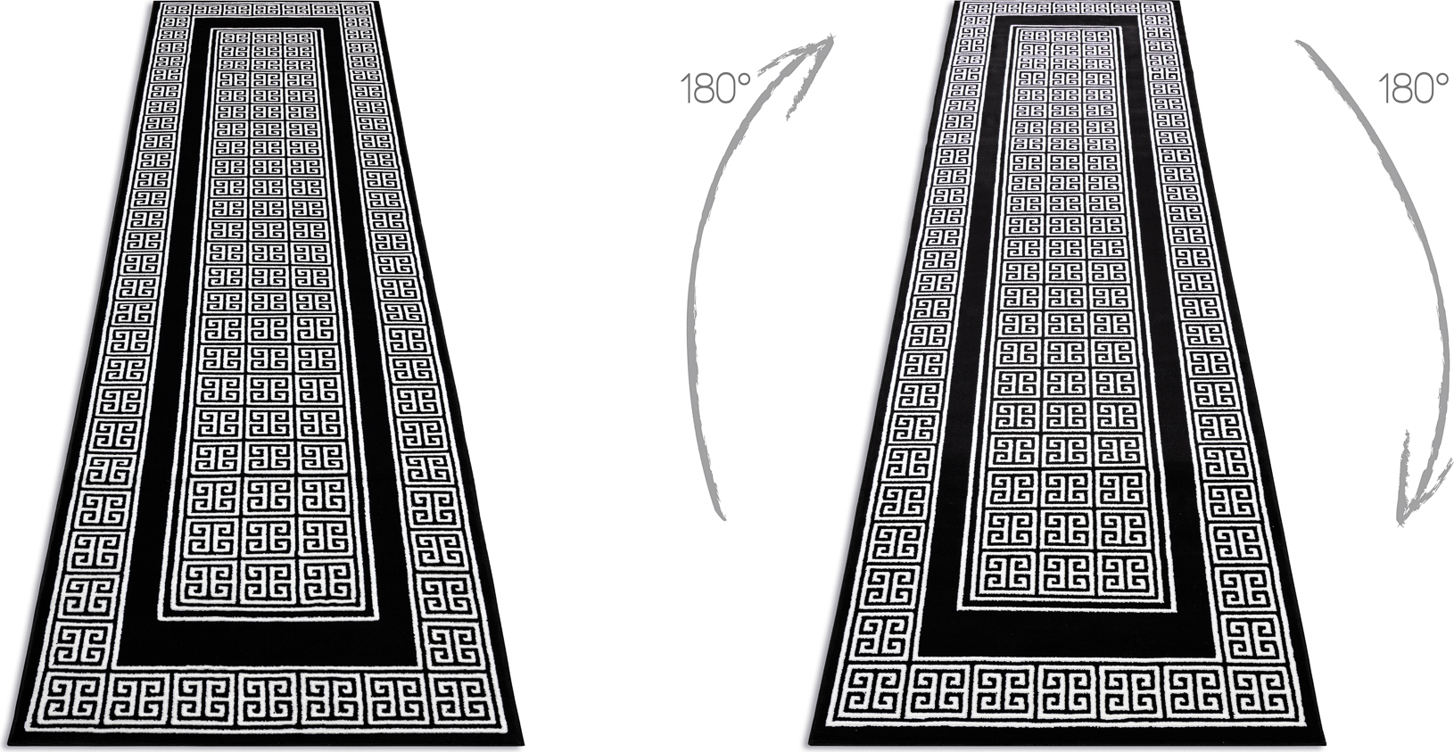 Dywan, Chodnik GLOSS nowoczesny 6776 85 stylowy, ramka, grecki / kość słoniowa czarny 70x250 cm