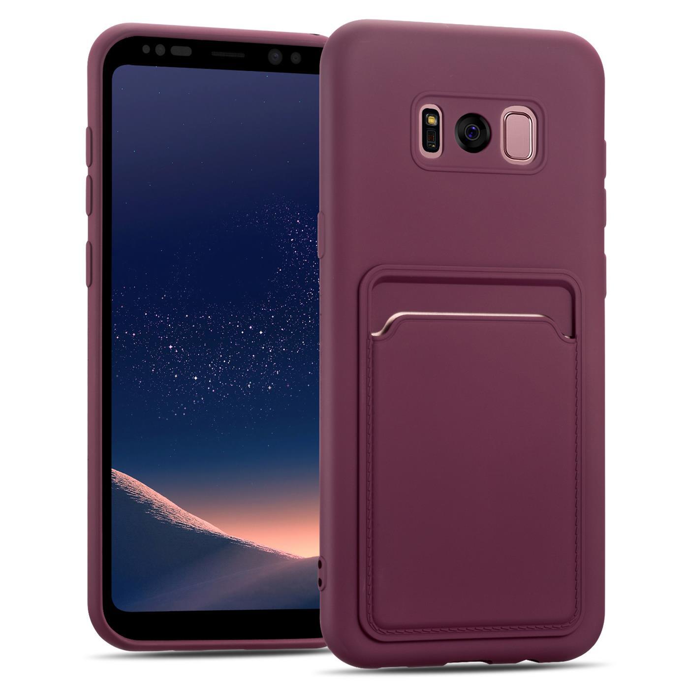 Etui na telefon komórkowy Samsung Galaxy S8 Plus silikonowe etui ochronne z kieszenią na kartę Slim Wallet Case, Raspberry