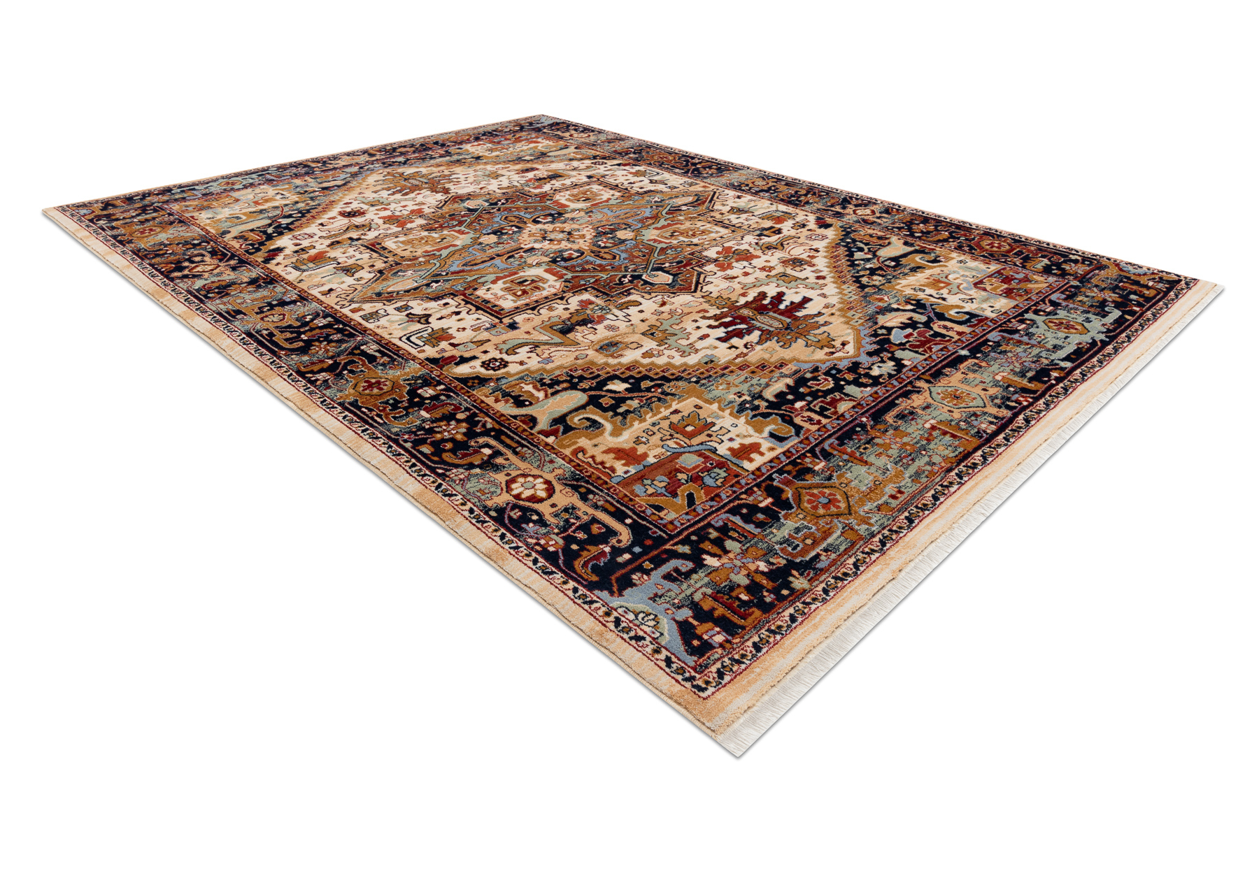 Dywan KESHAN Frędzle, Ornament orientalny 2886/53555 beż / bordo wielokolorowy 120x145 cm
