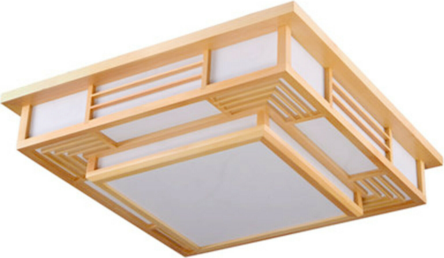 Japońska lampa sufitowa lampa sufitowa drewniana lampa LED z pilotem do salonu trzy ściemnialne 45 * 45 cm