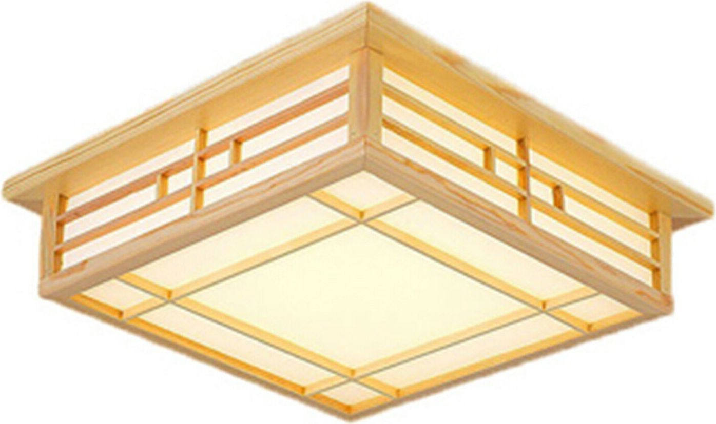 Drewniana lampa sufitowa LED żyrandol oświetlenie sypialni 45cm 220V ciepłe światło