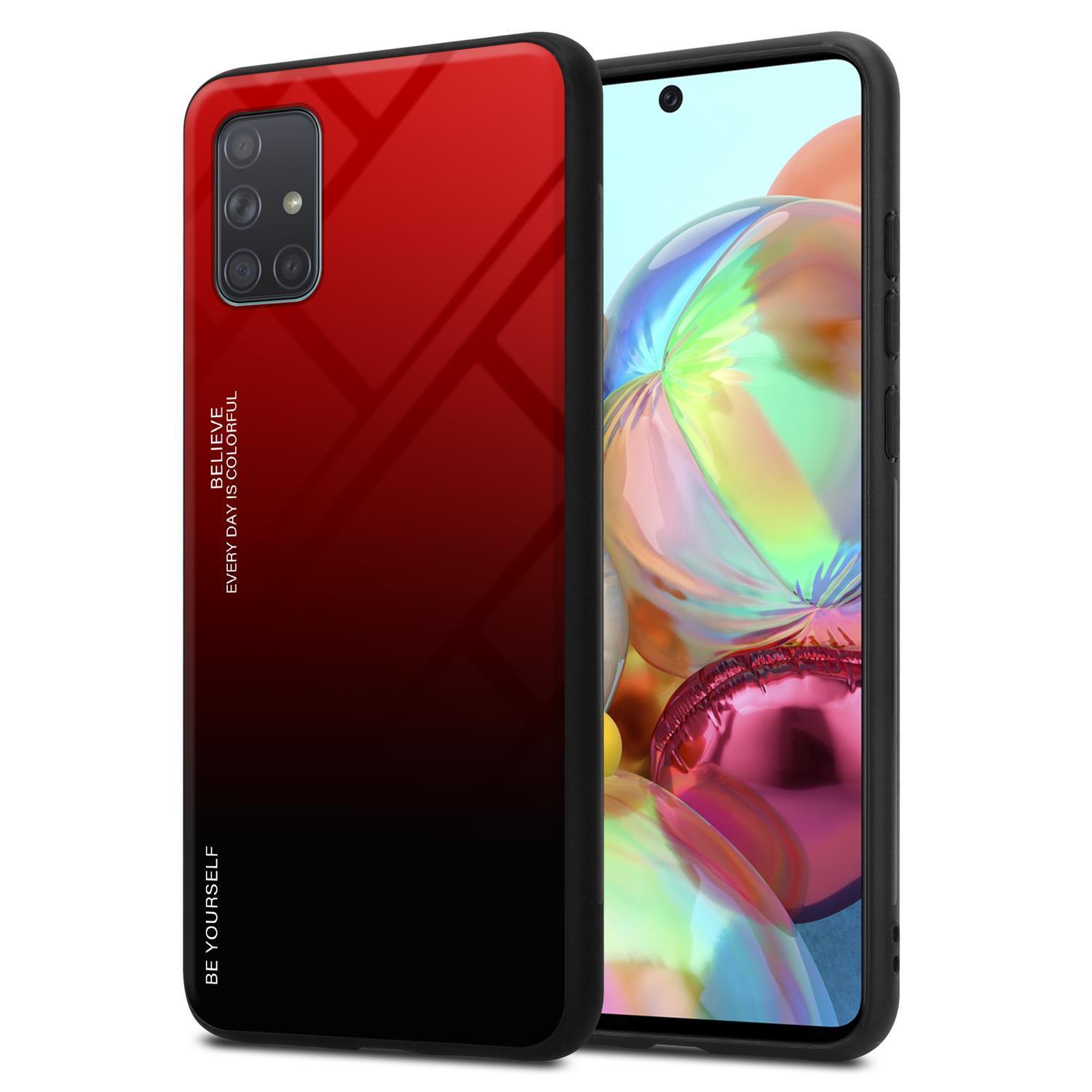 Etui Cadorabo kompatybilne z Samsung Galaxy A71 4G w kolorze CZERWONYM - CZARNYM - Dwukolorowe etui na telefon wykonane z silikonu TPU i szkła hartowanego - Silikonowe etui Ultra Slim Back Cover Case Bumper